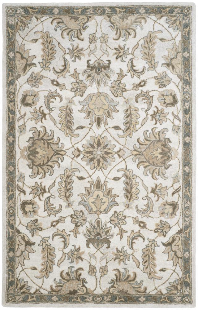 Off-White Floral Tufted Wool-Viscose 5'x8' Area Rug