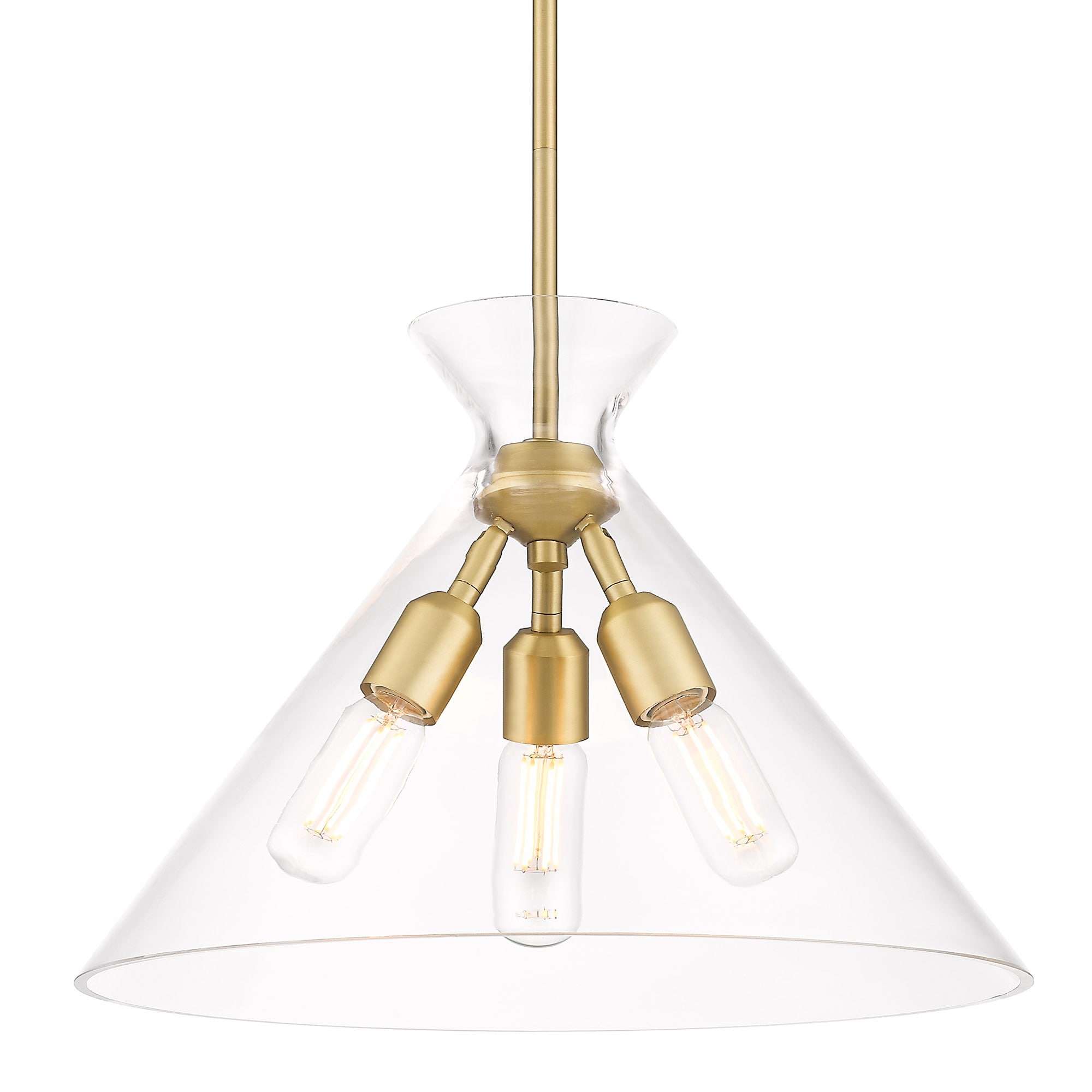 Golden Lighting 0511-3P BCB-CLR Malta 3 -Light Brushed champagne bronze Modern/contemporary Clear glass Cone Large Hanging Pendant light