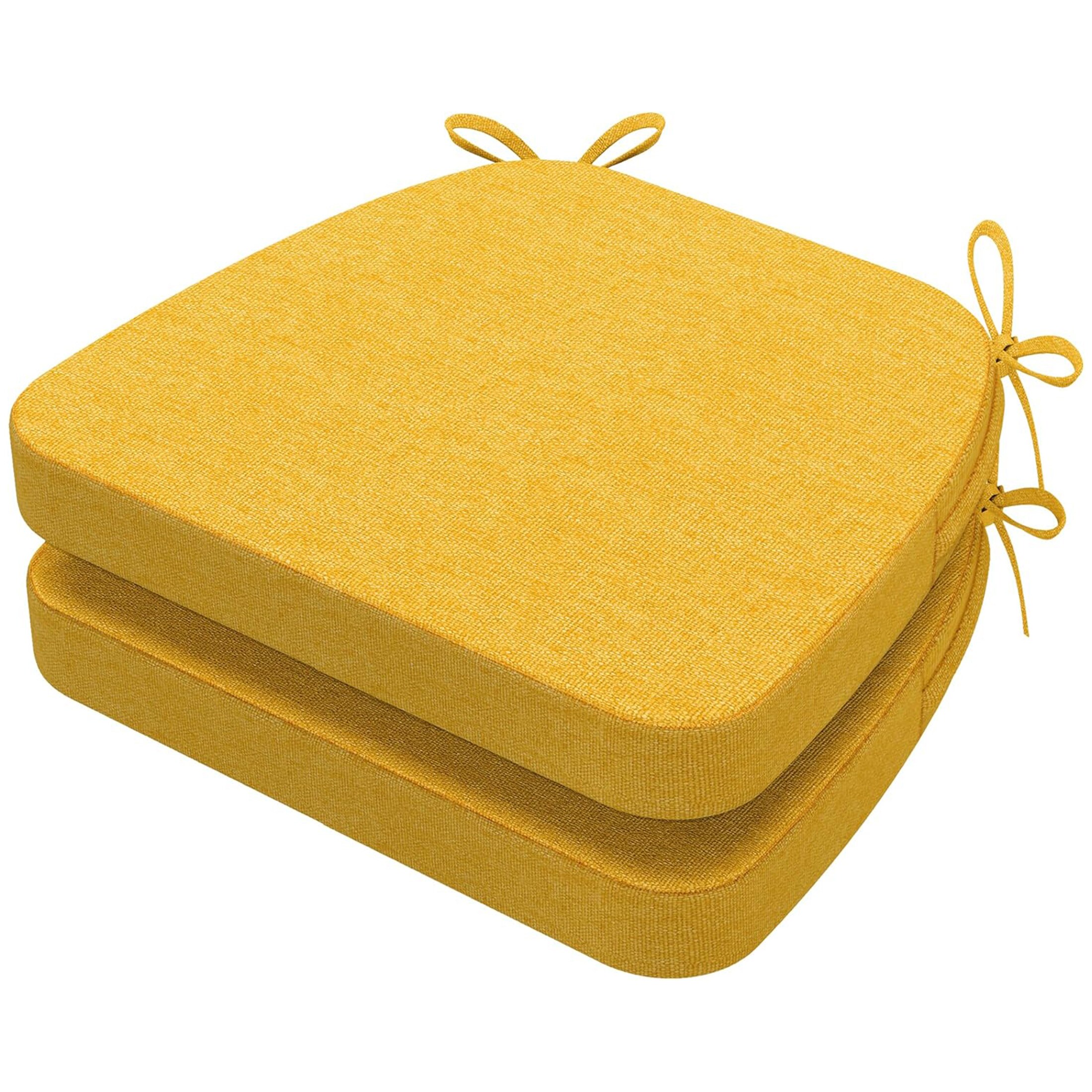 AAAAAcessories LS-DCCLH-JHUANG-2P Golden Yellow Solid Chair Cushion