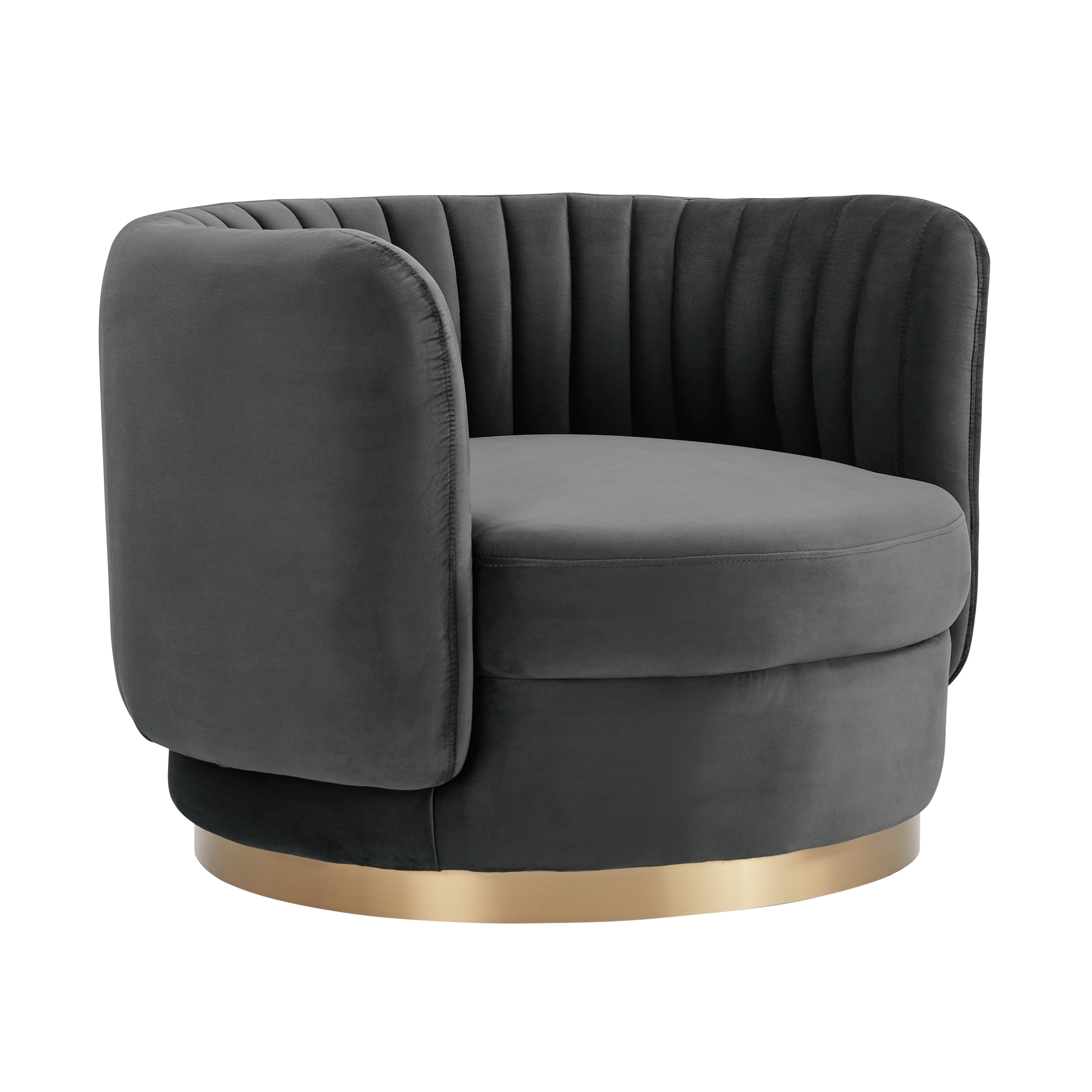 Armen Living LCDVCHGREY Modern Gold Velvet Swivel Accent Chair