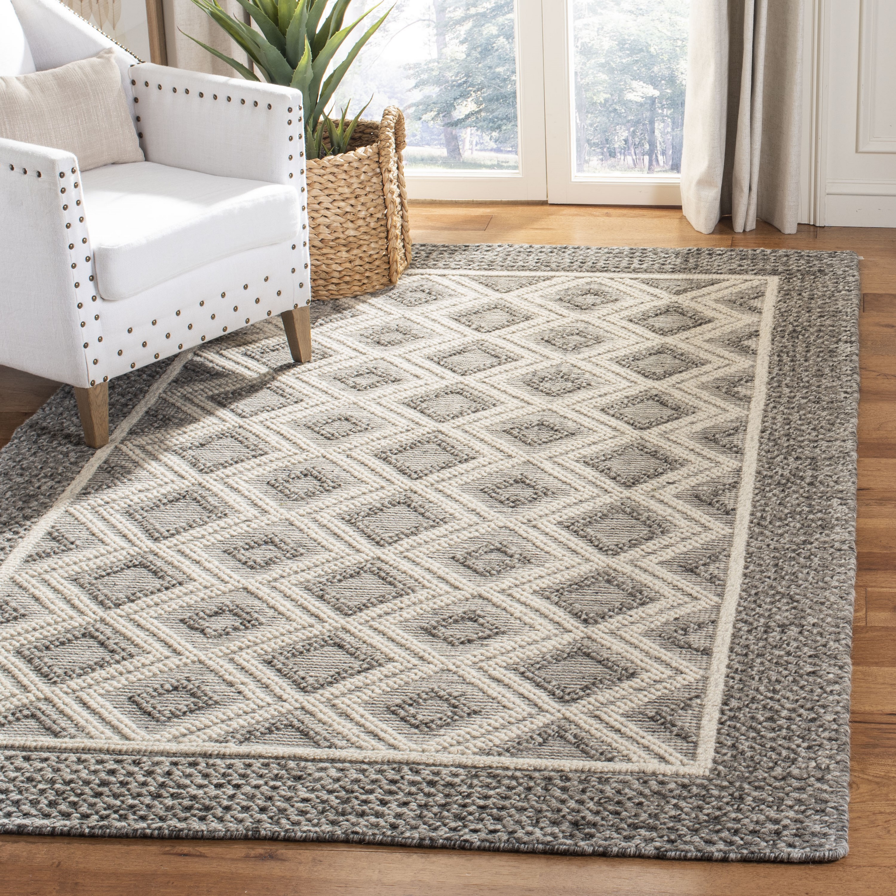 Safavieh Vermont Stratton 9 X 12 (ft) Wool Gray/Ivory Indoor Geometric ...