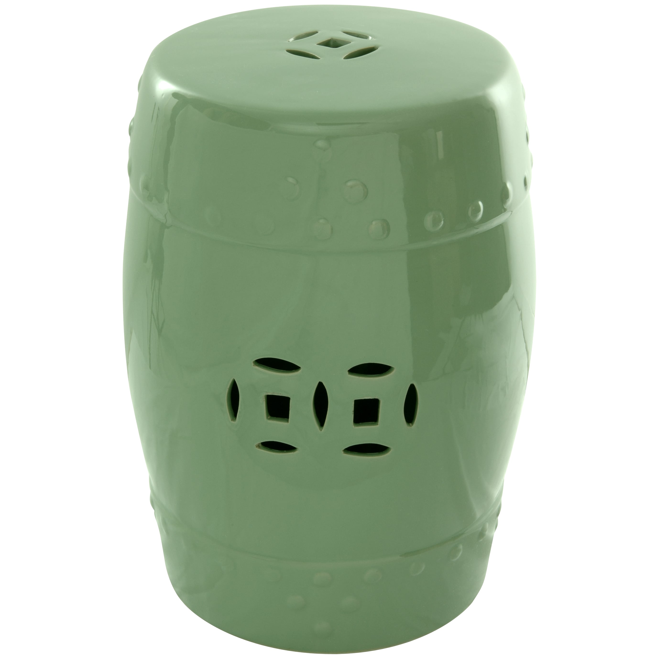 Red Lantern BW-GARDEN1-CEL 18-Inches Celadon Ceramic Barrel Garden Stool