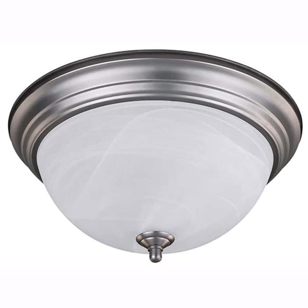 Canarm  3-Light Flush Mount Ceiling Light 15-Inch Fixture with Alabaster Glass Shade and Brushed Nickel Accents Classic Lighting for Hallway Bedroom Living Room
