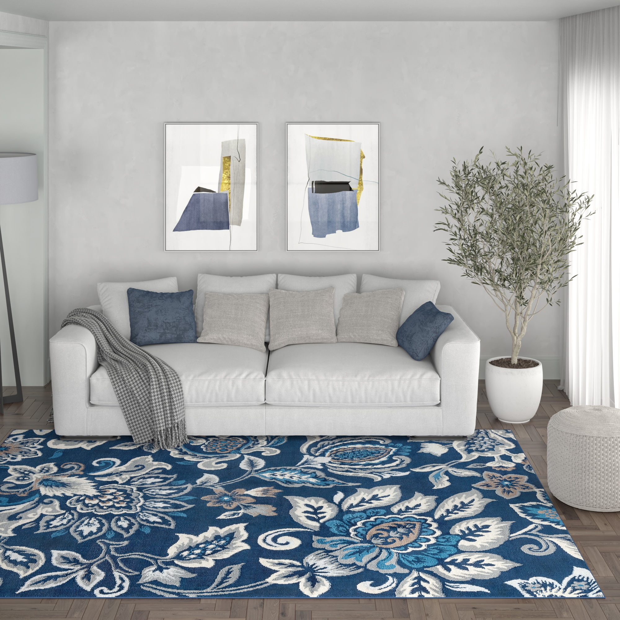 Tayse MDN4207 8X10 Madison 8 x 10 (ft) Loomed Polypropylene Dark Blue Rectangular Indoor Area rug
