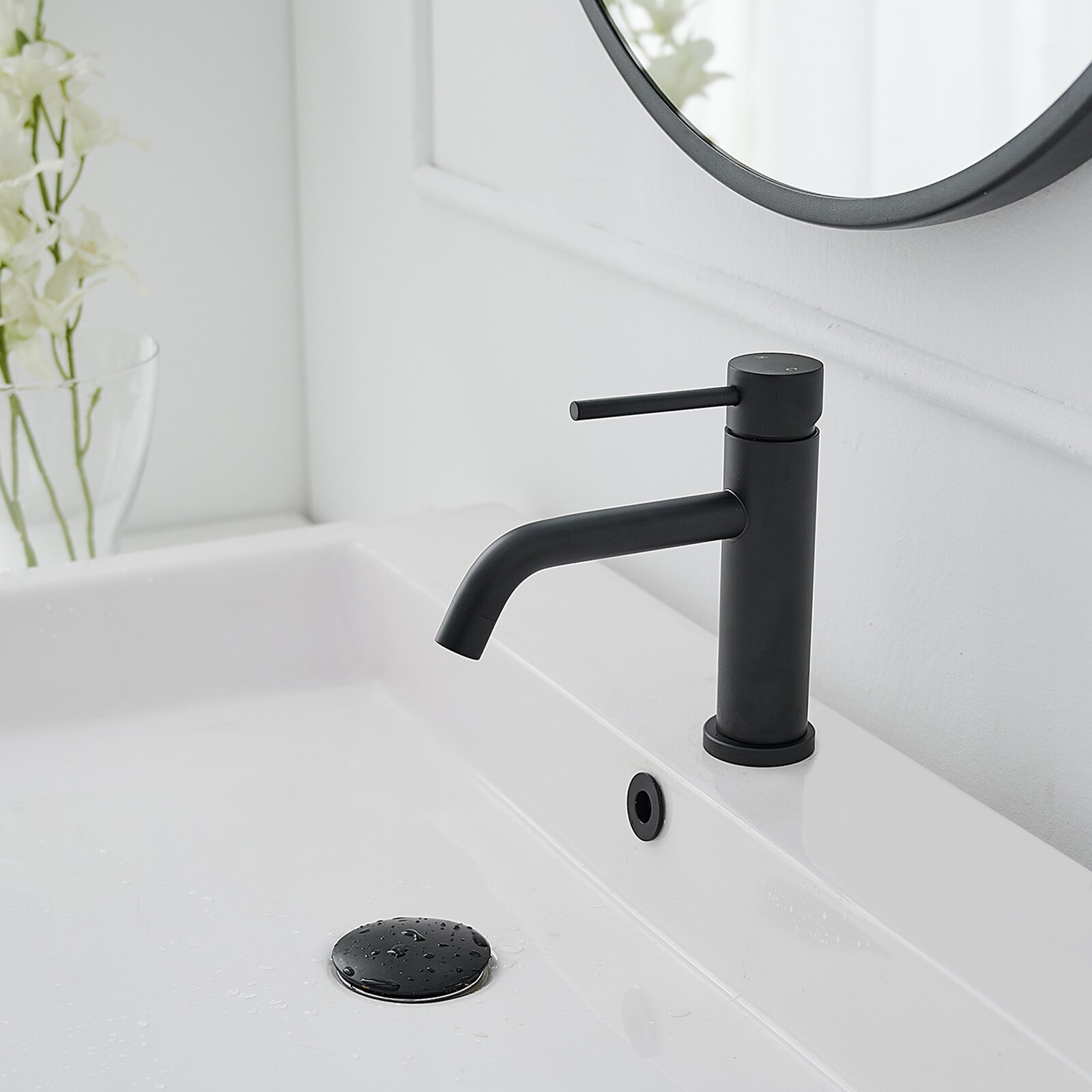 Matte Black Stainless Steel Single Handle Bathroom Faucet