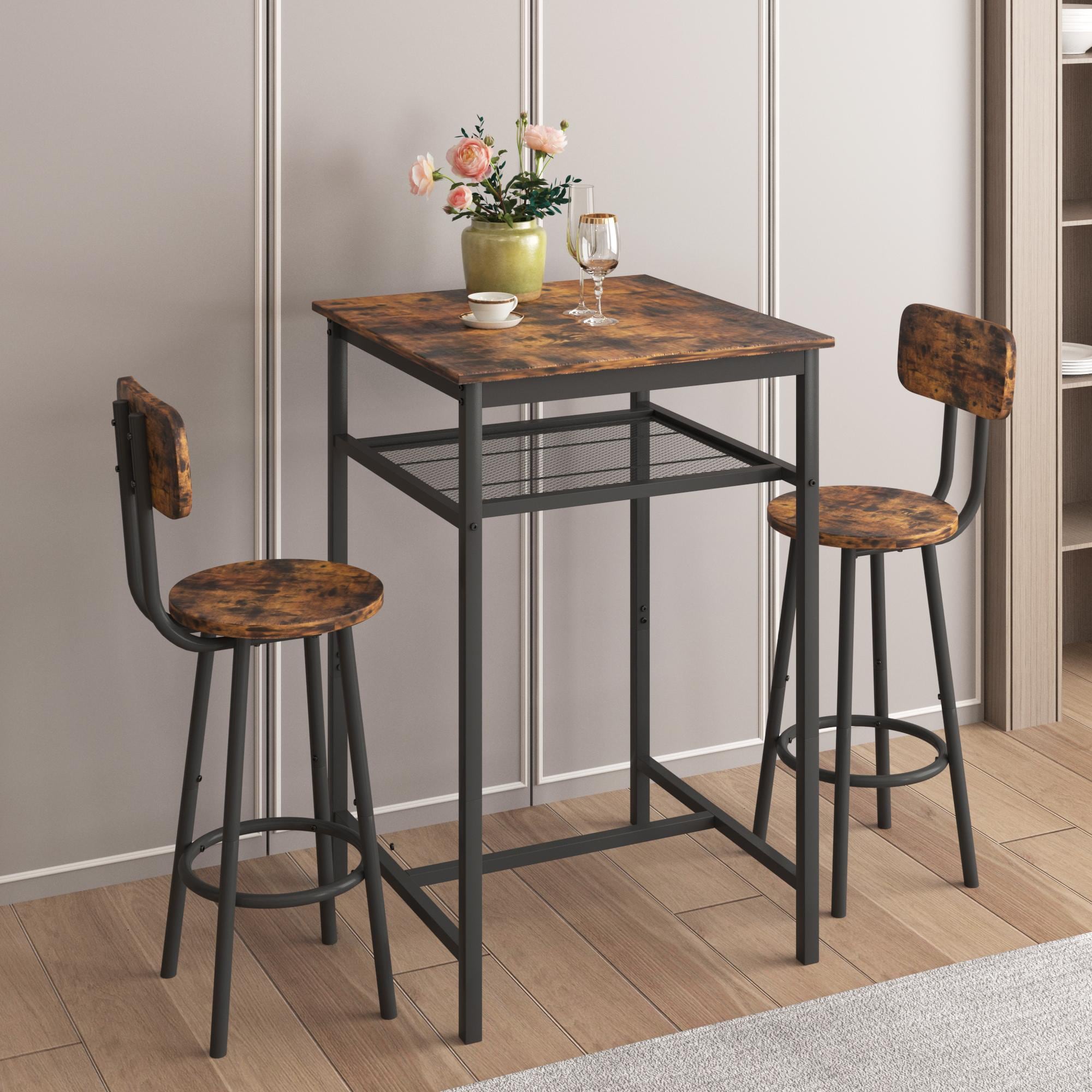 Bayfeve BF-868881-IN Bar Table Set Rustic Brown Rustic Dining Room Set with Square Table ( Seats 2 )