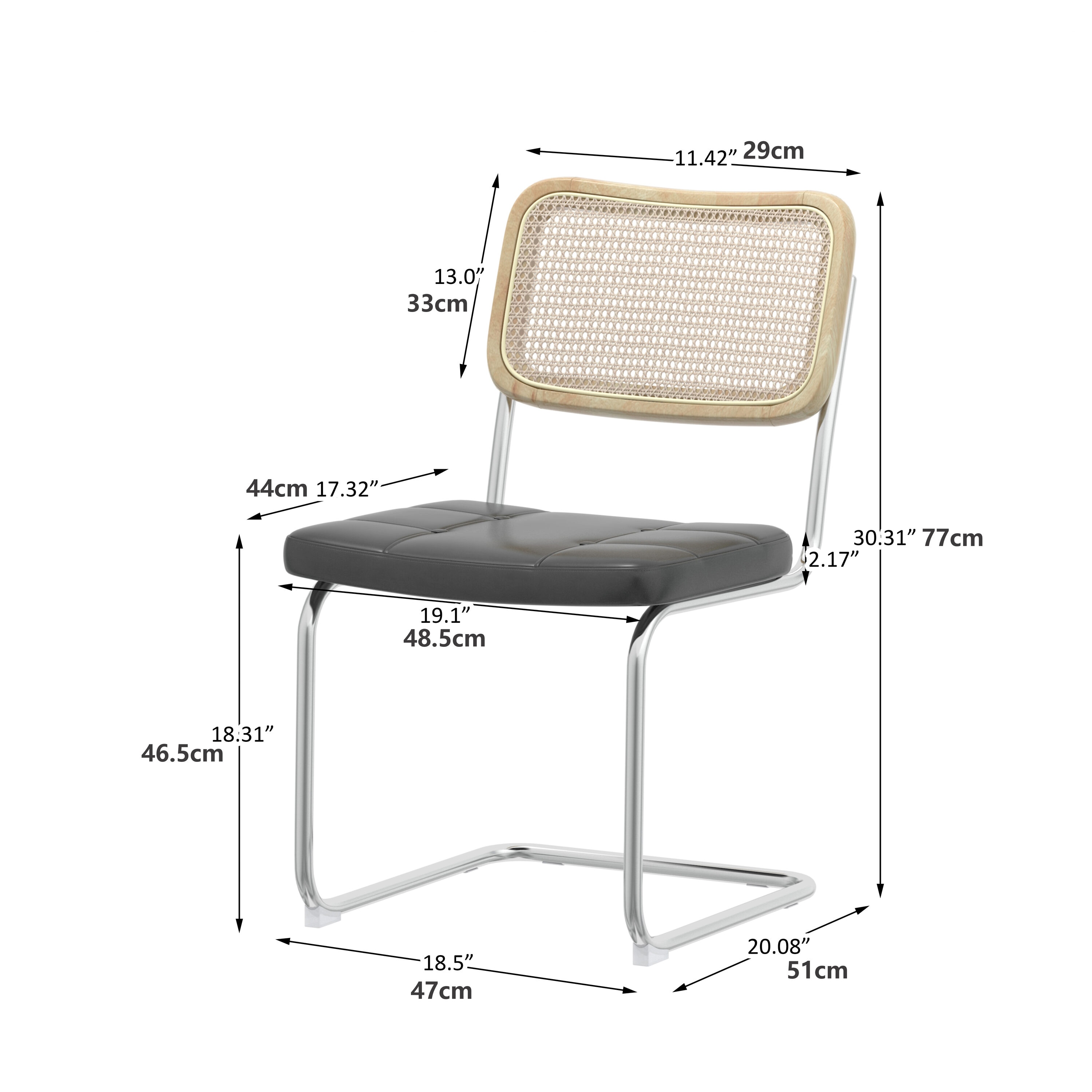 Gray Faux Leather and Rattan Low Side Chair Set