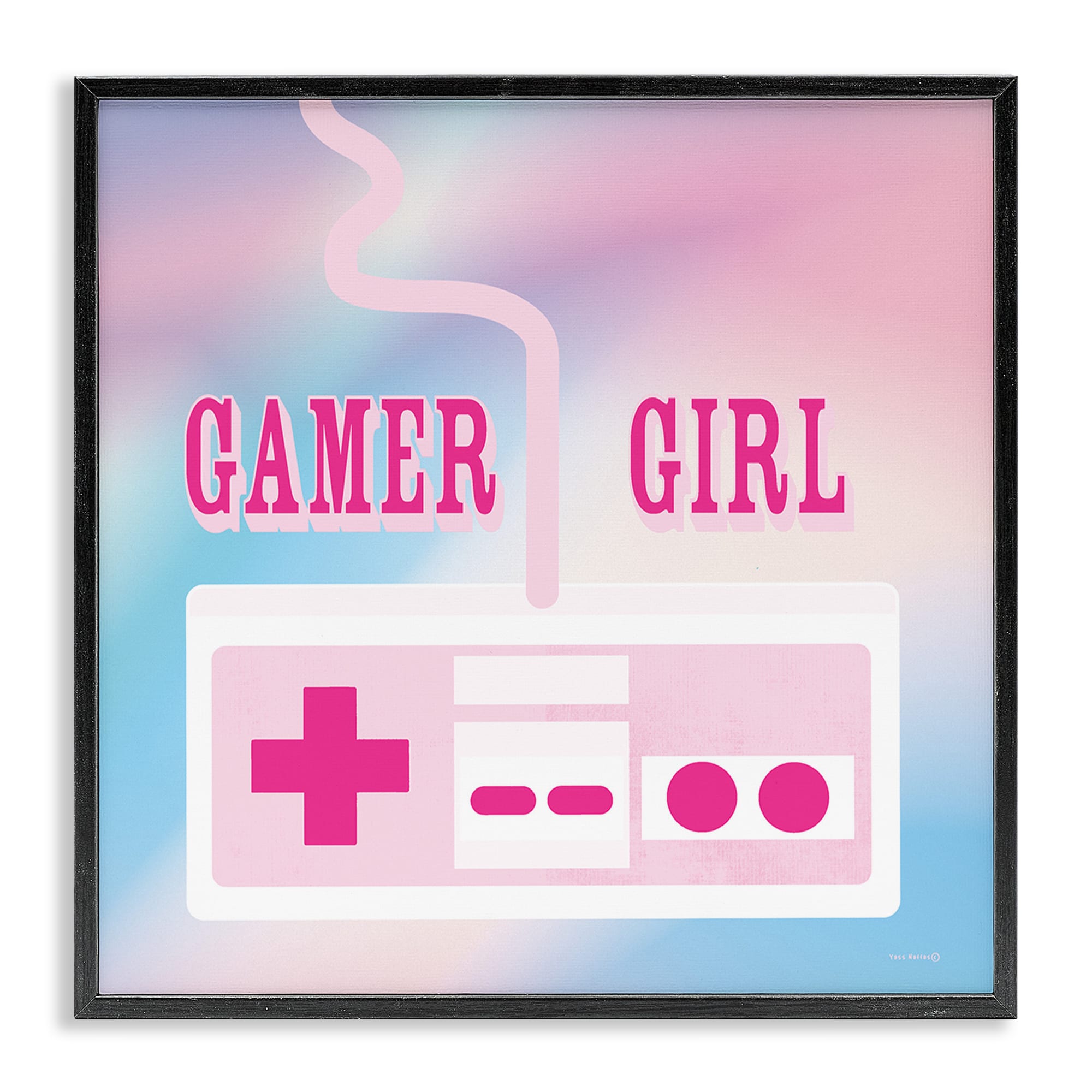 Stupell Industries BS-711-FR-24X24 Pastel Gamer Girl Controller Black Framed Giclee Art By Yass Naffas Designs 24 x 24