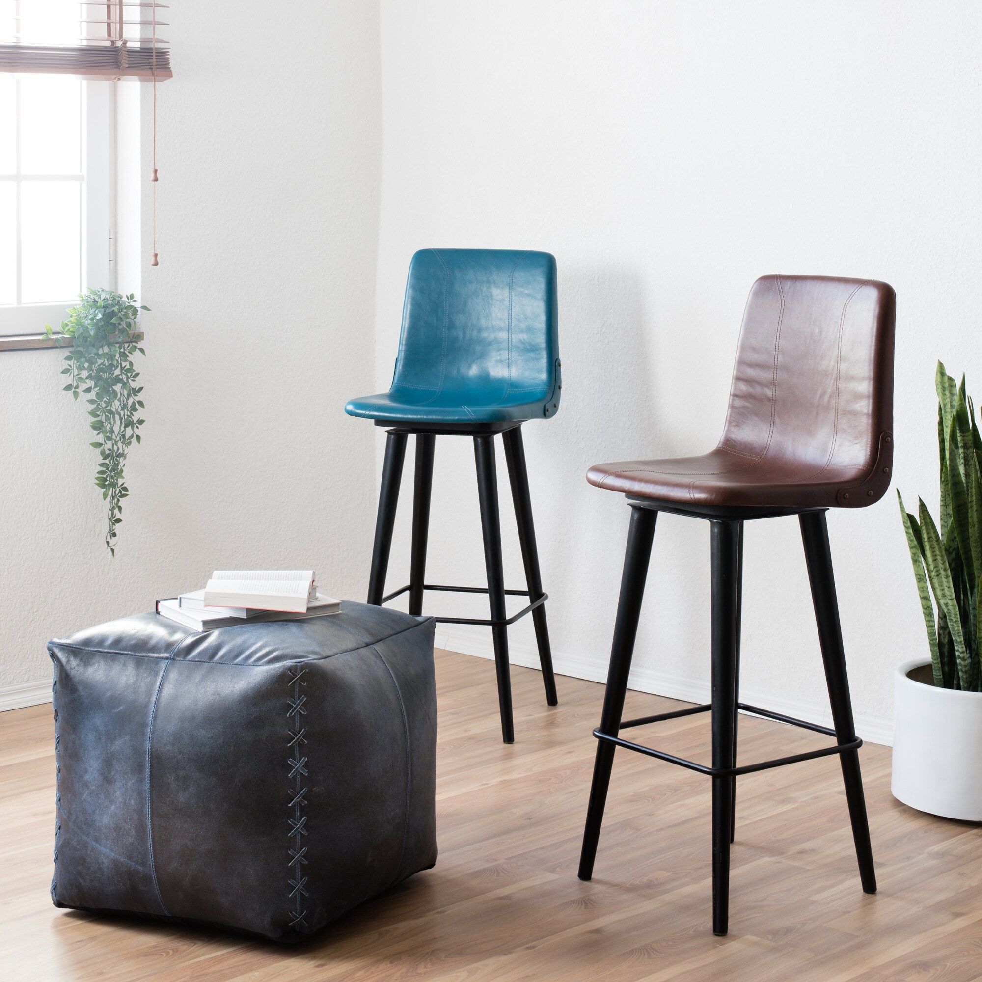 real leather stools