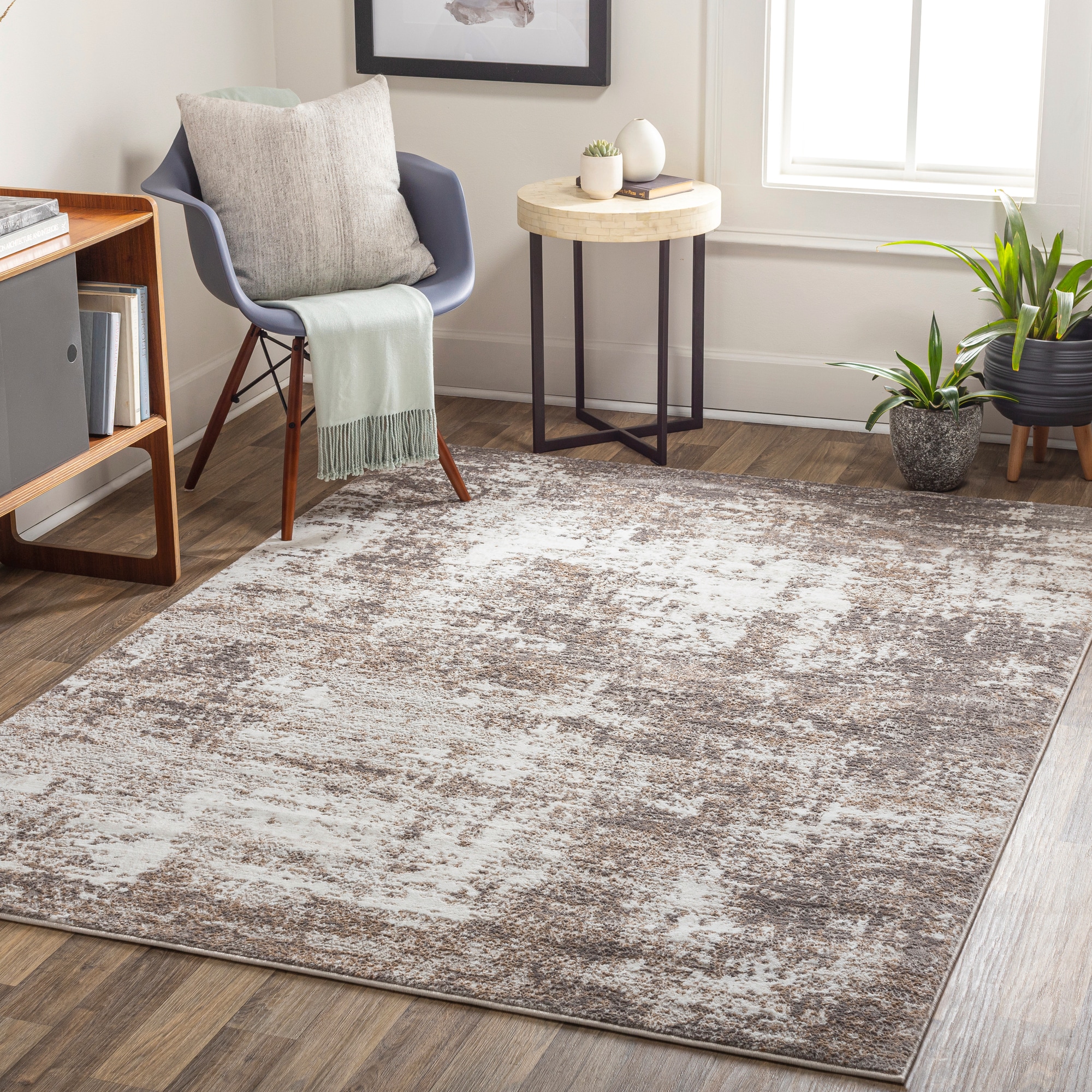 Livabliss ALG2314-537 5 x 8 (ft) Polyester Medium Gray Rectangular Indoor Abstract Area rug
