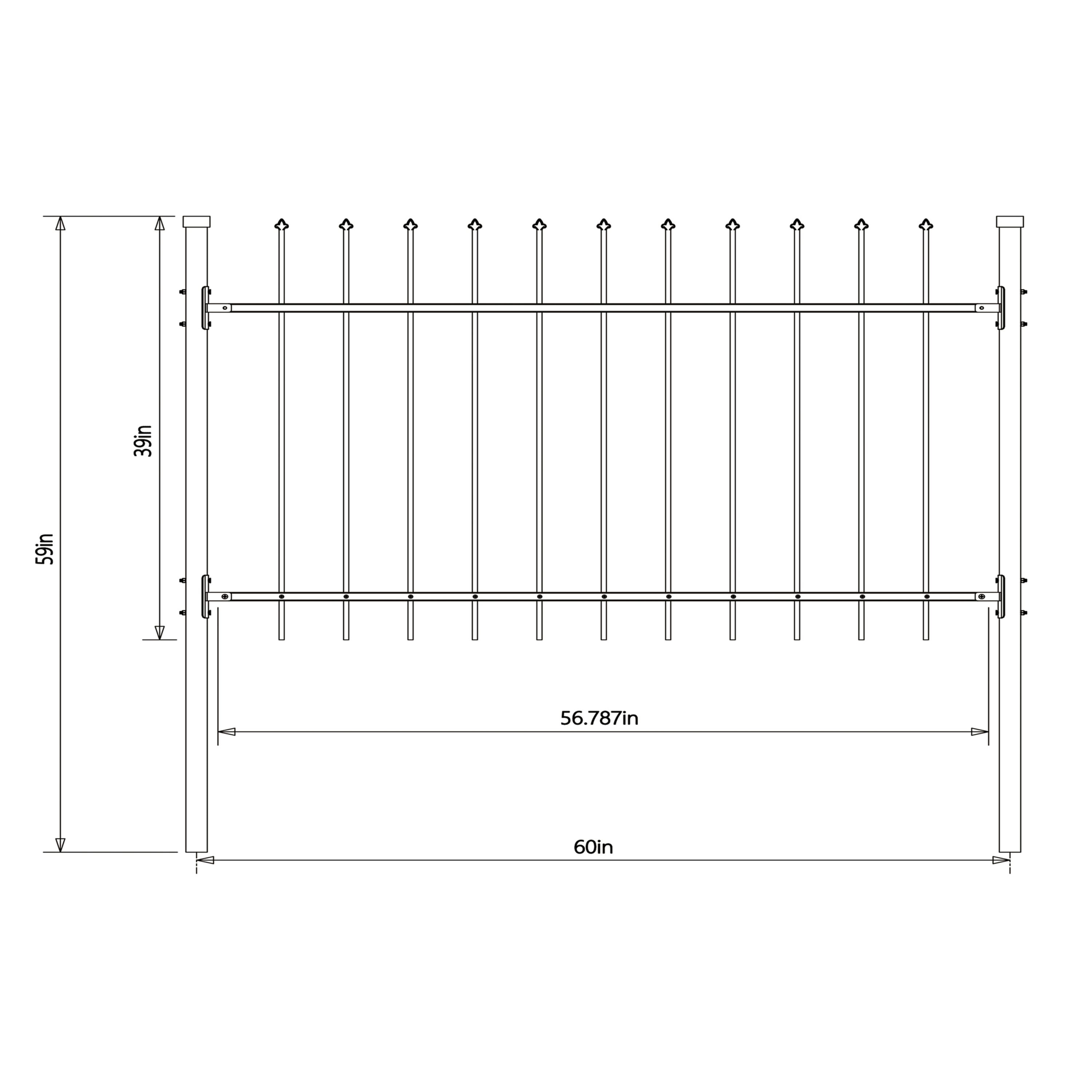 ALEKO ATHENS Style 5-ft H x 5-ft W Black Steel Spaced Picket Pressed ...