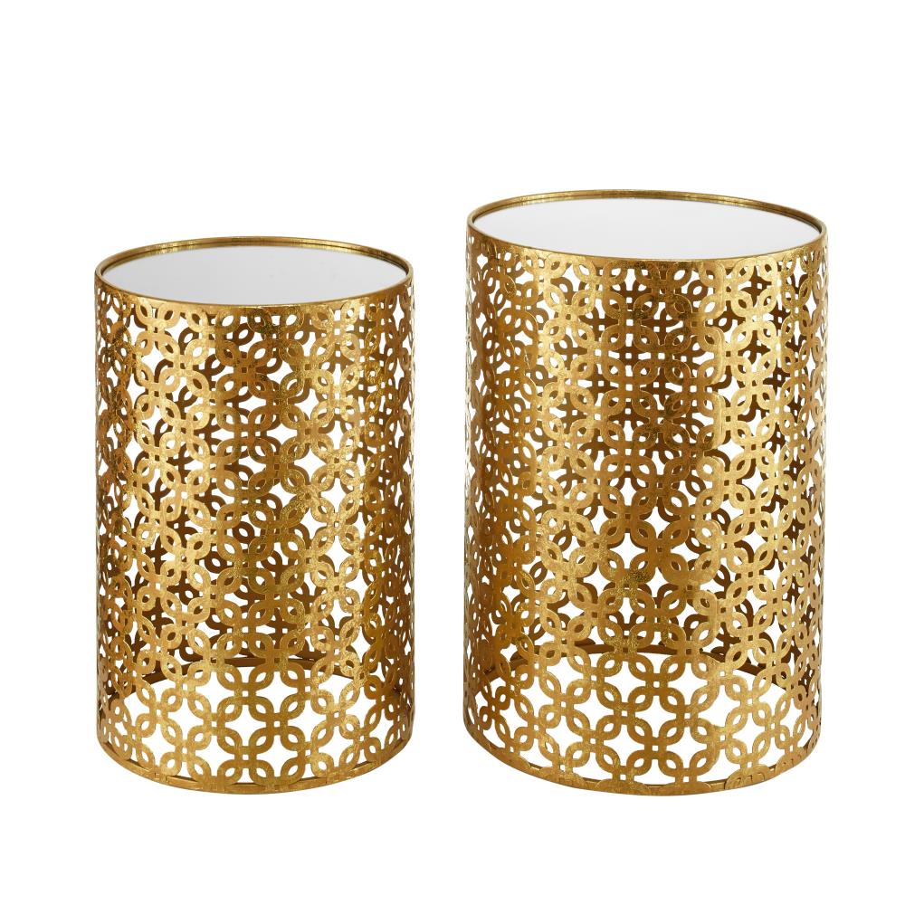 Linon AHW807AS1 Oriental Mirror Accent Table Set