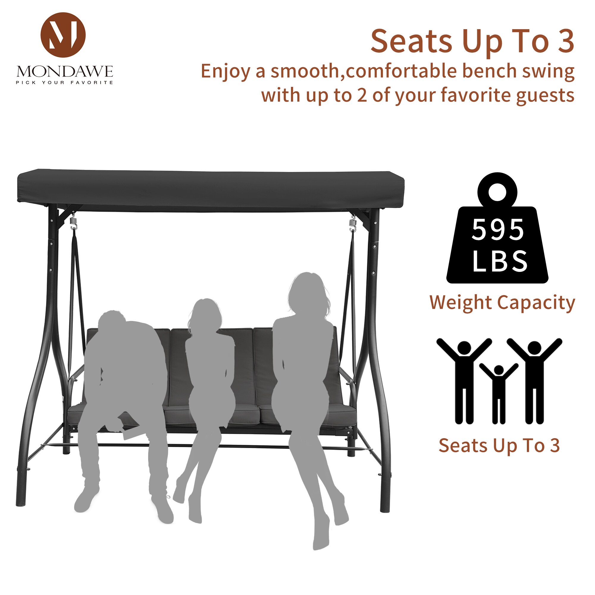 3 seat discount text swing seat