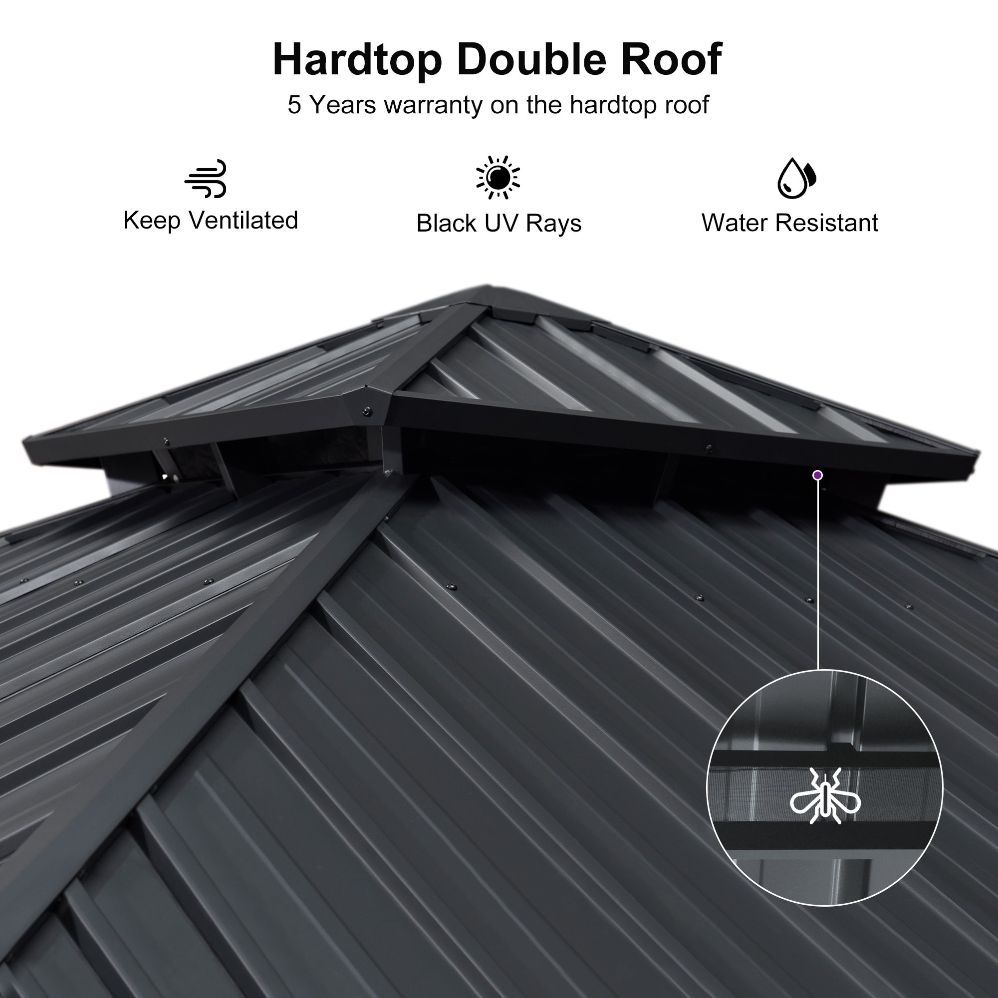 PURPLE LEAF 8-ft x 8-ft Gazebo Square Gray Metal Steel Roof