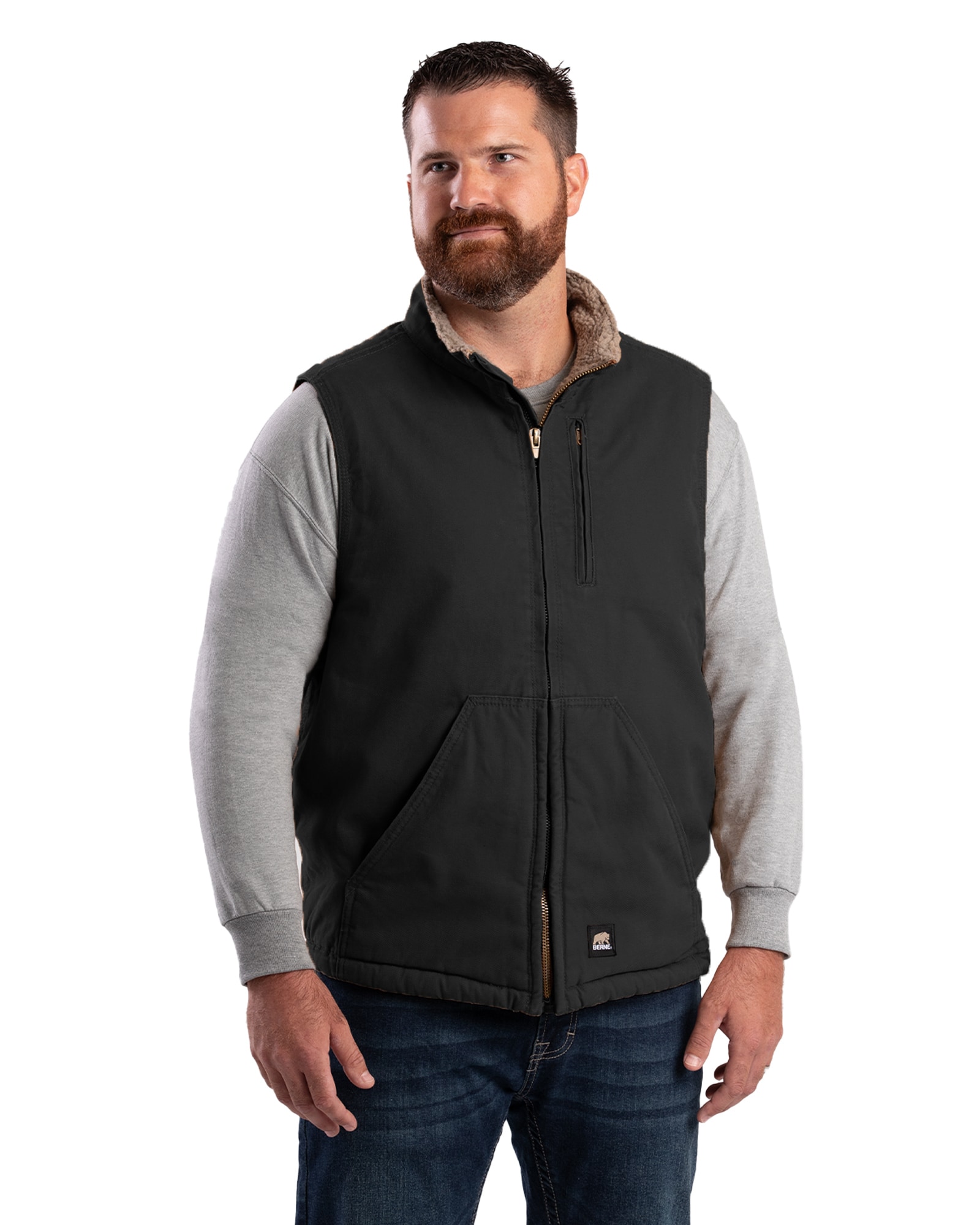 BERNE APPAREL V818BKR520 Men's Black Polyester Puffer vest 2X Large