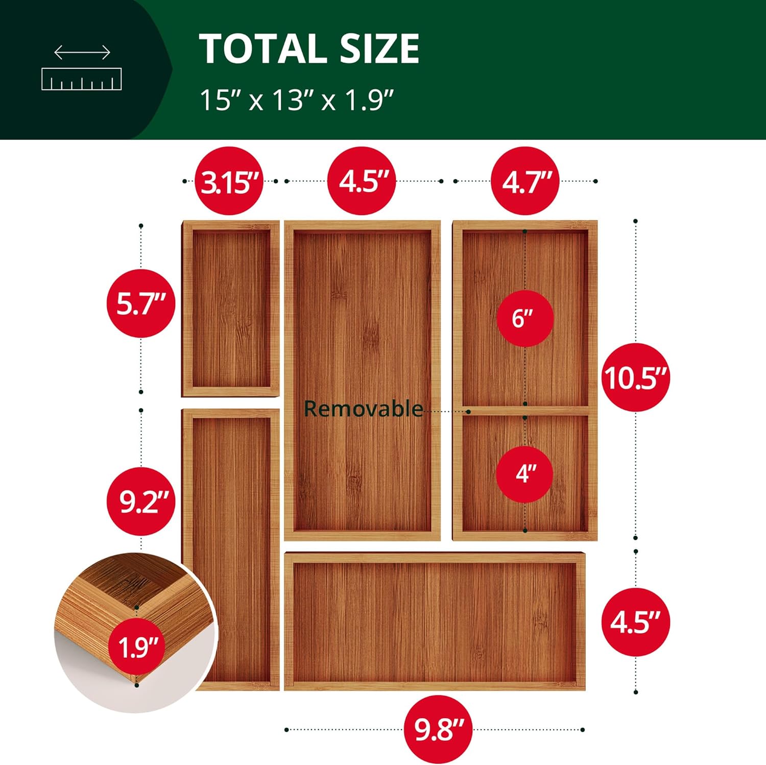 ROYAL CRAFT WOOD RCW-STBOX-DR-5-BRW Drawer-Organizers - View #4
