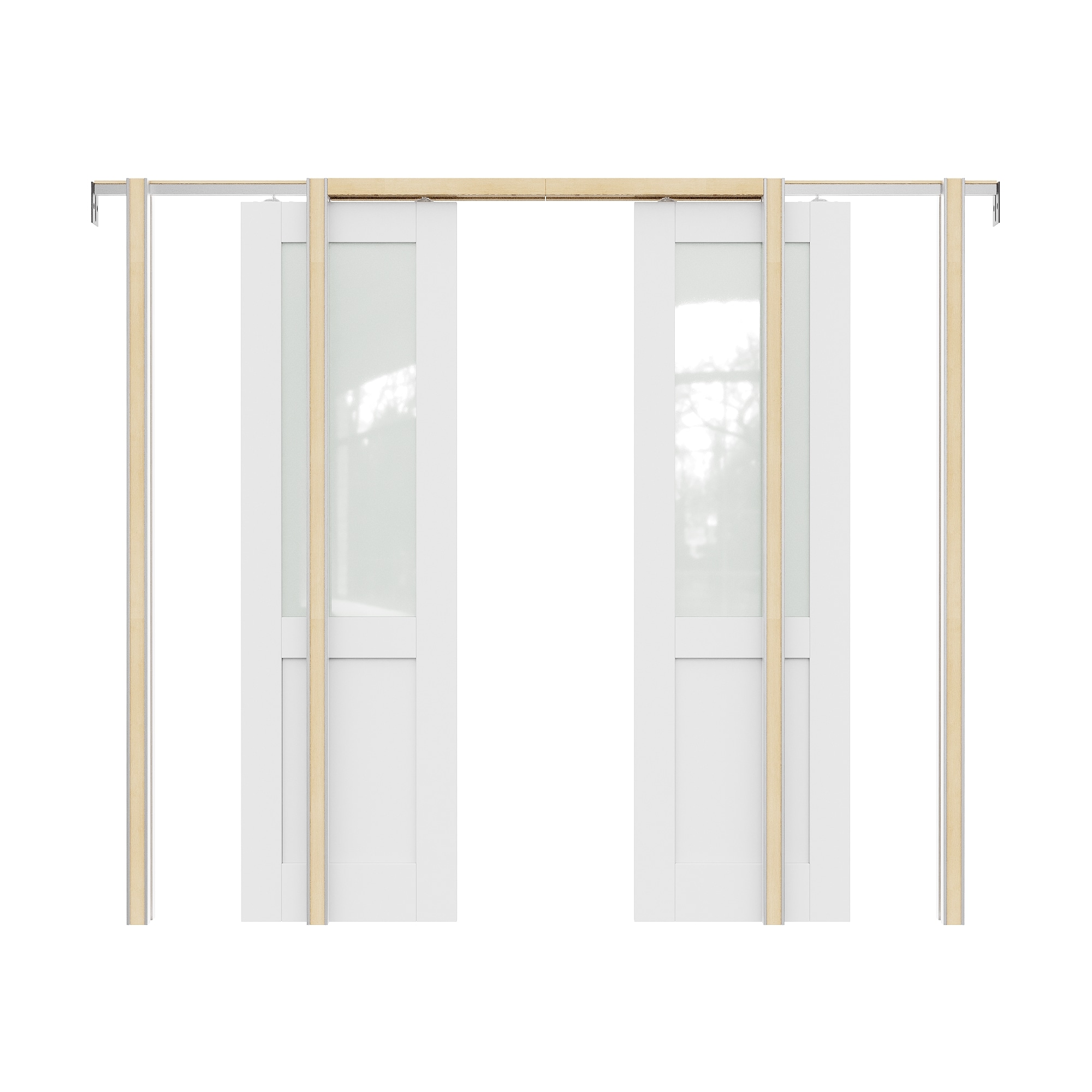 JUJUBON IN-PDPKSC-BLXB-56 56-in x 80-in MDF Pocket Door Frame with Pocket Door,Pocket Door Frame and Hardware Soft Close Included