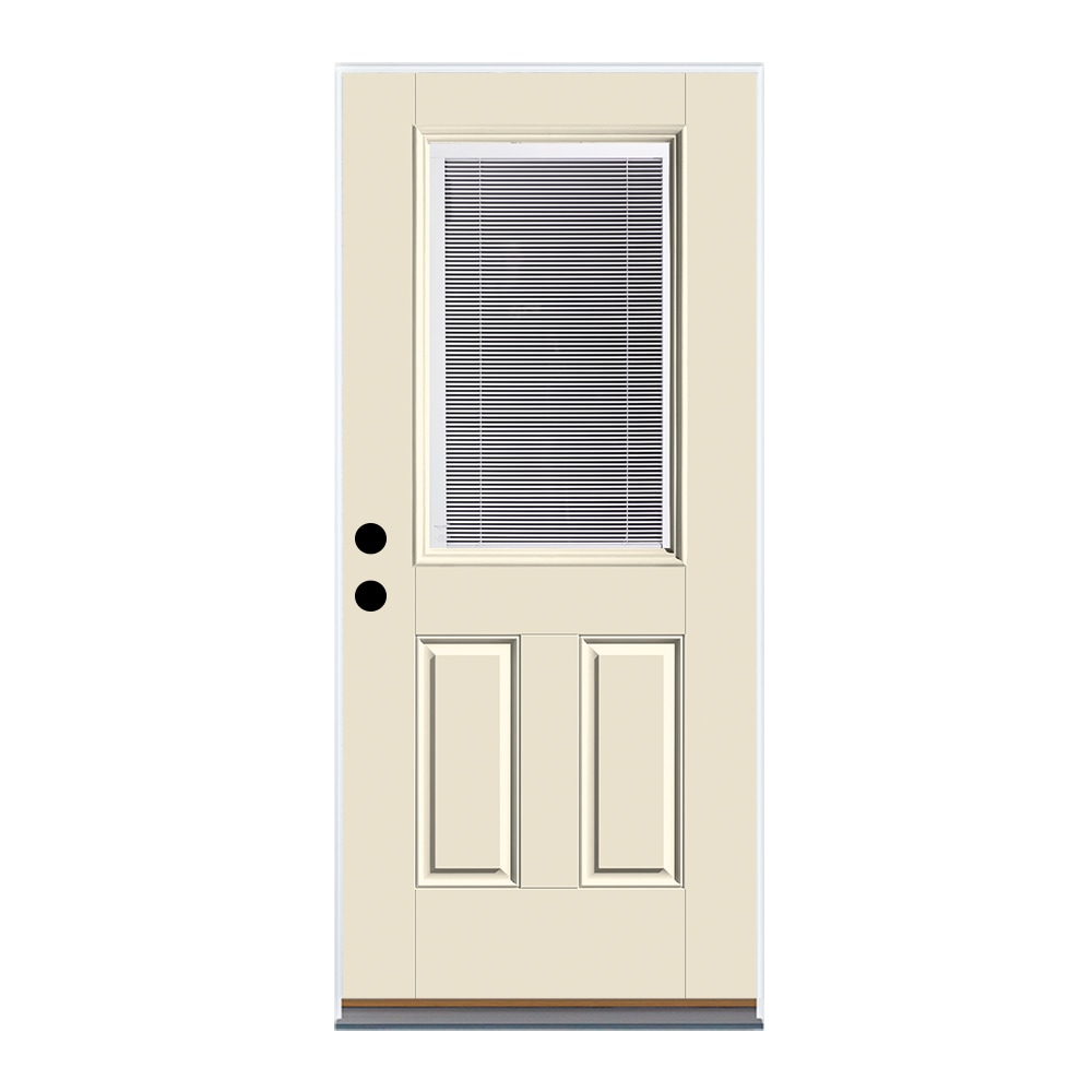 Therma-Tru Benchmark Doors 36-in x 80-in Fiberglass Half Lite Right-Hand Inswing Ready To Paint Prehung Single Front Door Insulating Core with Blinds -  B6S30SD8P12ZMBECZUURIN4