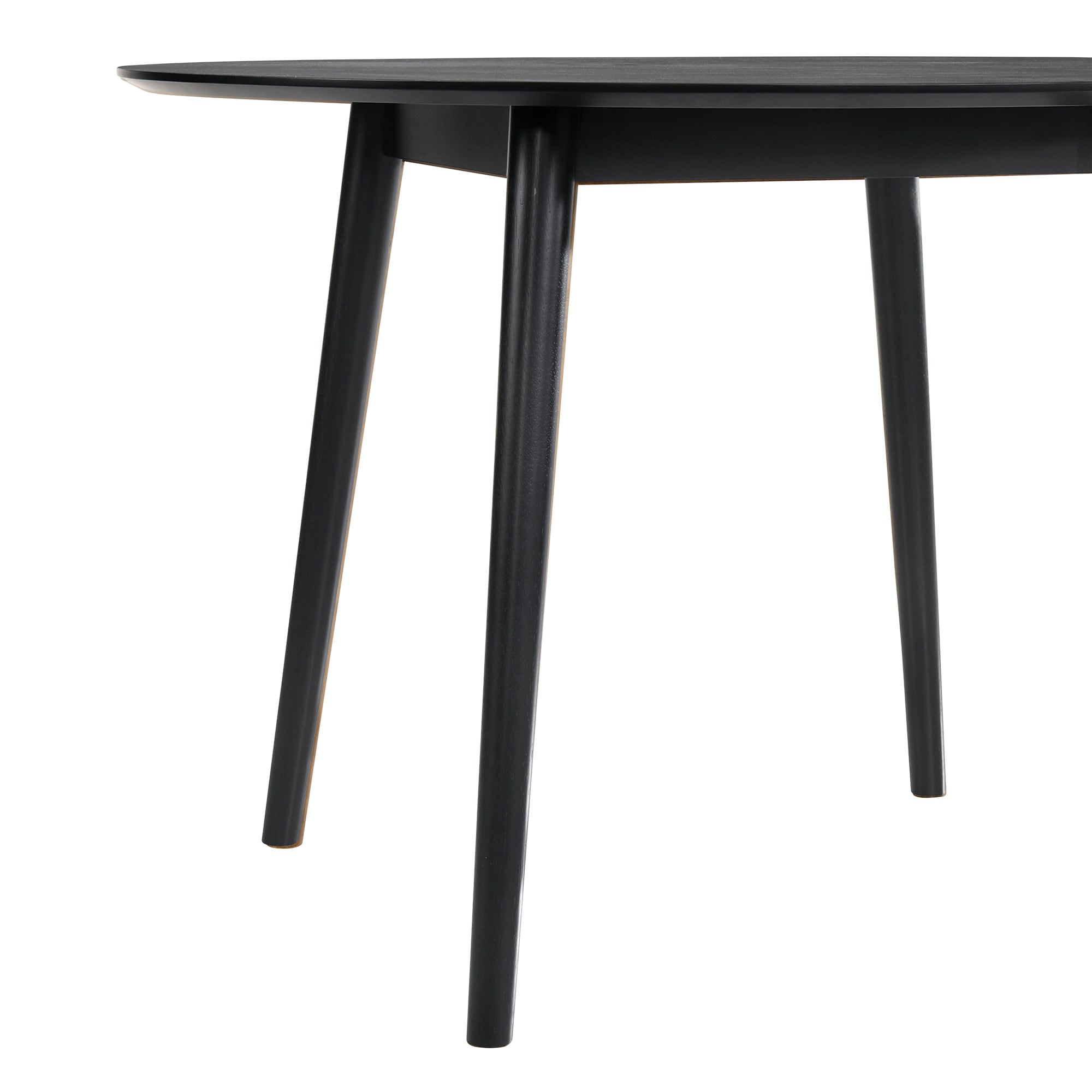 Scandinavian Modern 48" Black Wood Round Dining Table