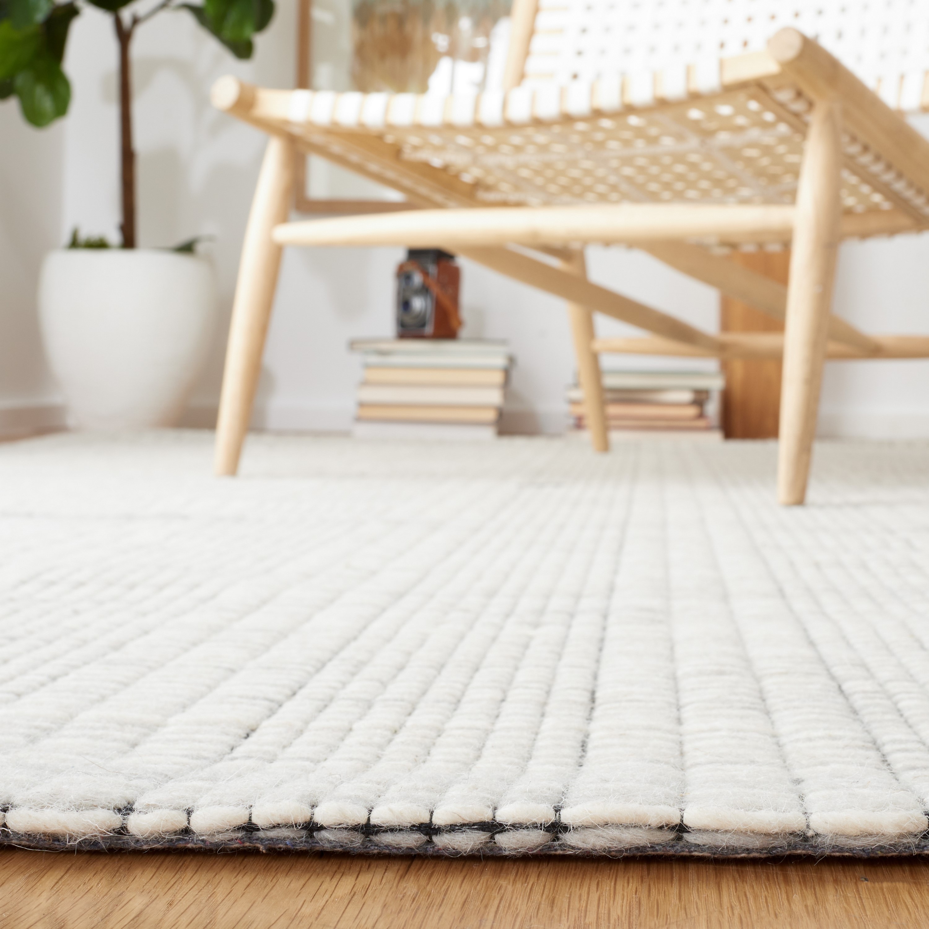 Gray and Beige Wool Stripe Flat Woven 8' x 10' Rug