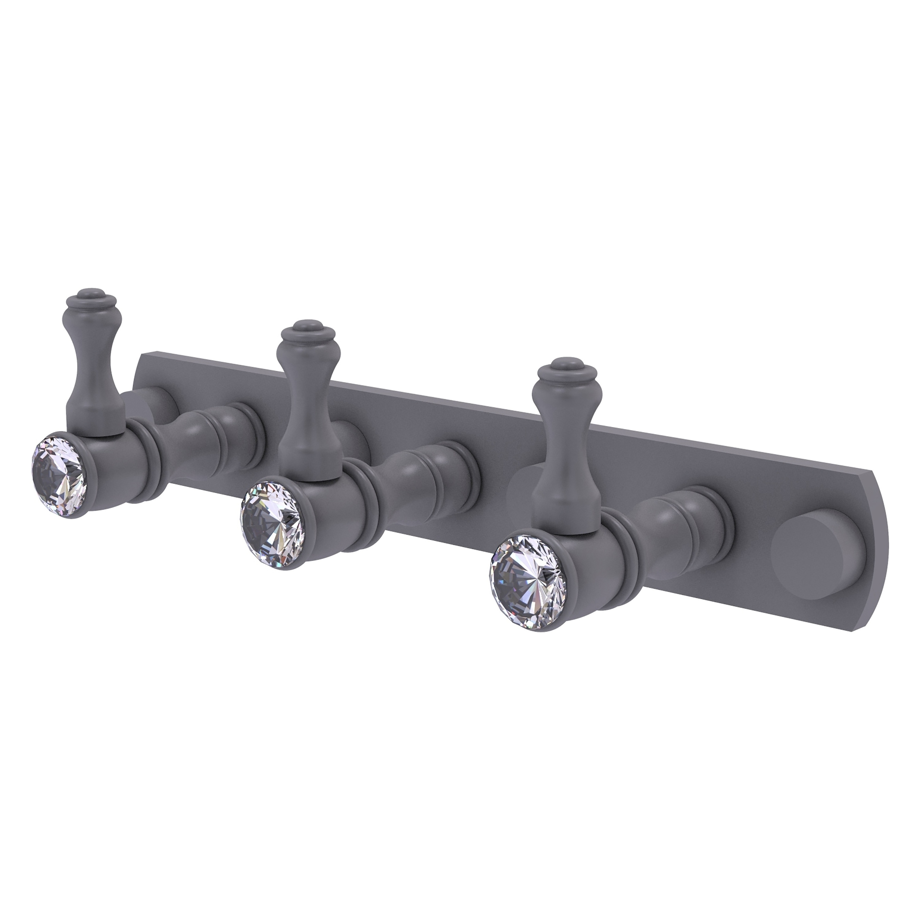Allied Brass CC-20-3-GYM Carolina Crystal Matte Gray Triple -Hook Wall mount Towel Hook