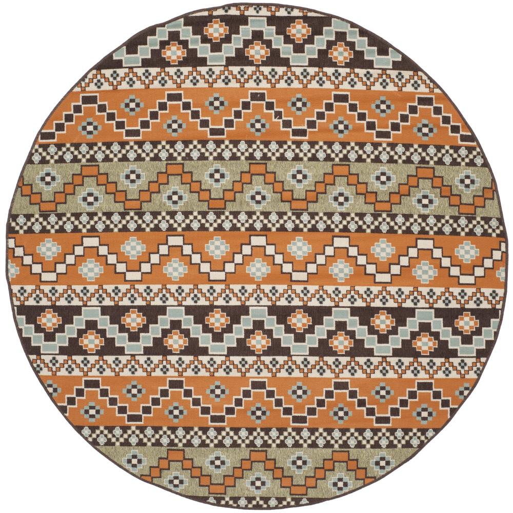 Safavieh VER095-0752-7R Veranda Rudy 7 x 7 (ft) Loomed Synthetic Terracotta/Chocolate Round Indoor/Outdoor Abstract Coastal Area rug