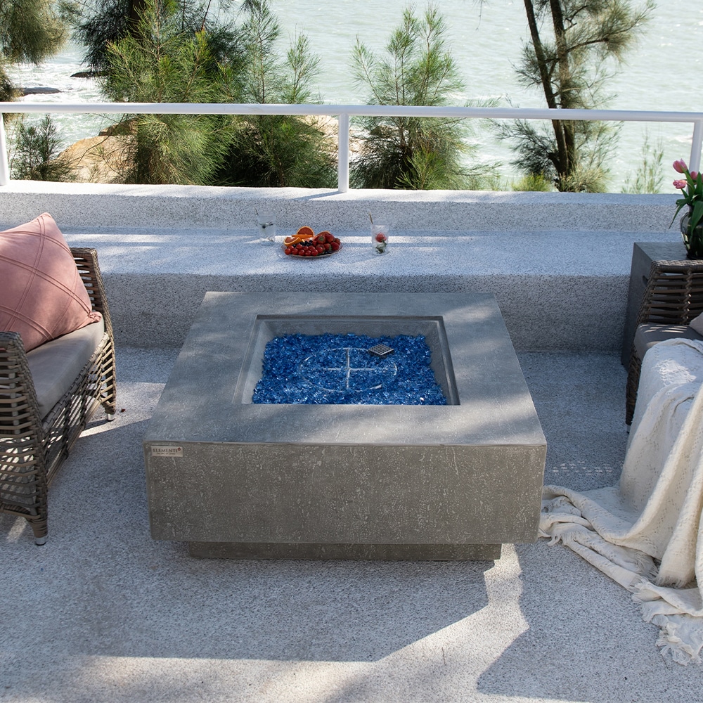Victoria Light Grey Square Concrete Gas Fire Pit Table