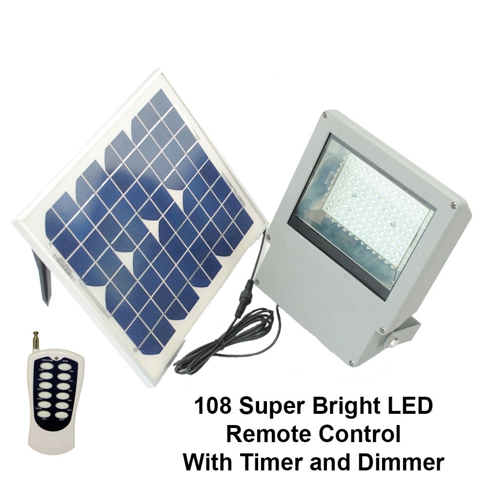 675-Lumen 175-Watt Gray Low Voltage Solar LED Flood Light | - Solar Goes Green SGG-F108-2T