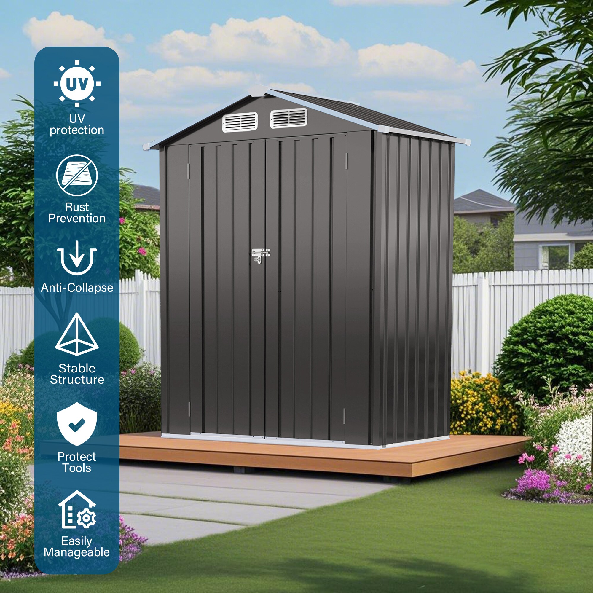 WELLFOR KT0007AMCF Metal-Storage-Buildings-Sheds - View #3