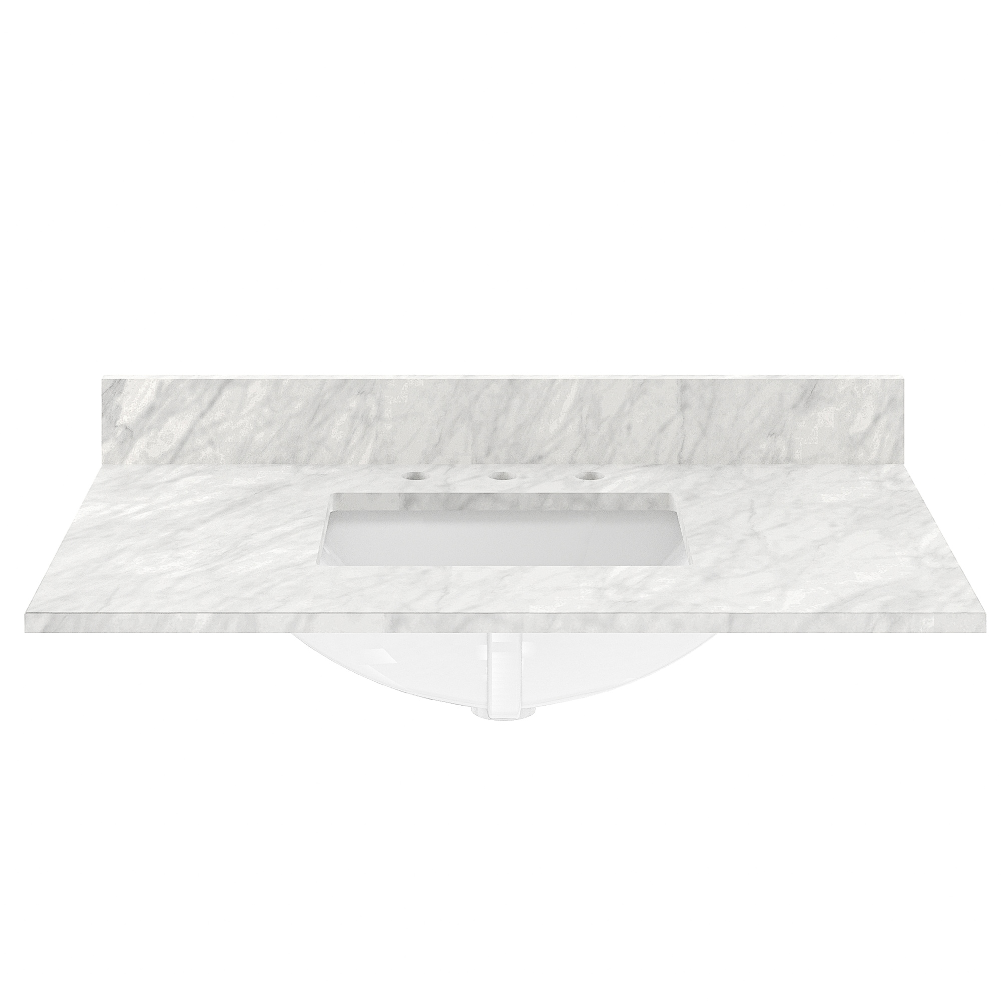 CASAINC MTL-50921980 37-in x 22-in Carrara White Natural Marble Undermount Single Sink 3-Hole Bathroom Vanity Top