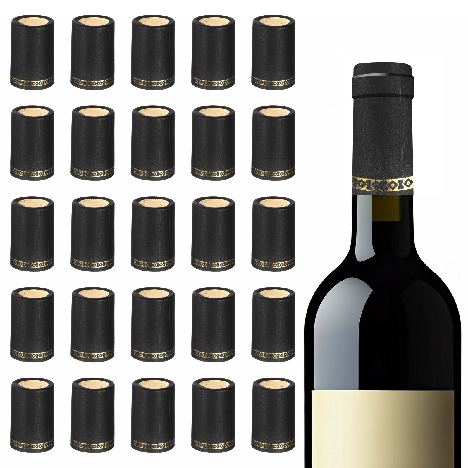 PATIKIL PVC Heat Shrink Cap 33x50mm 120pcs Bottle Sealer Wine Shrink Wrap Caps for Wine Cellars Home Use Party Favors Oil Bottles Black #S26050601UX3937