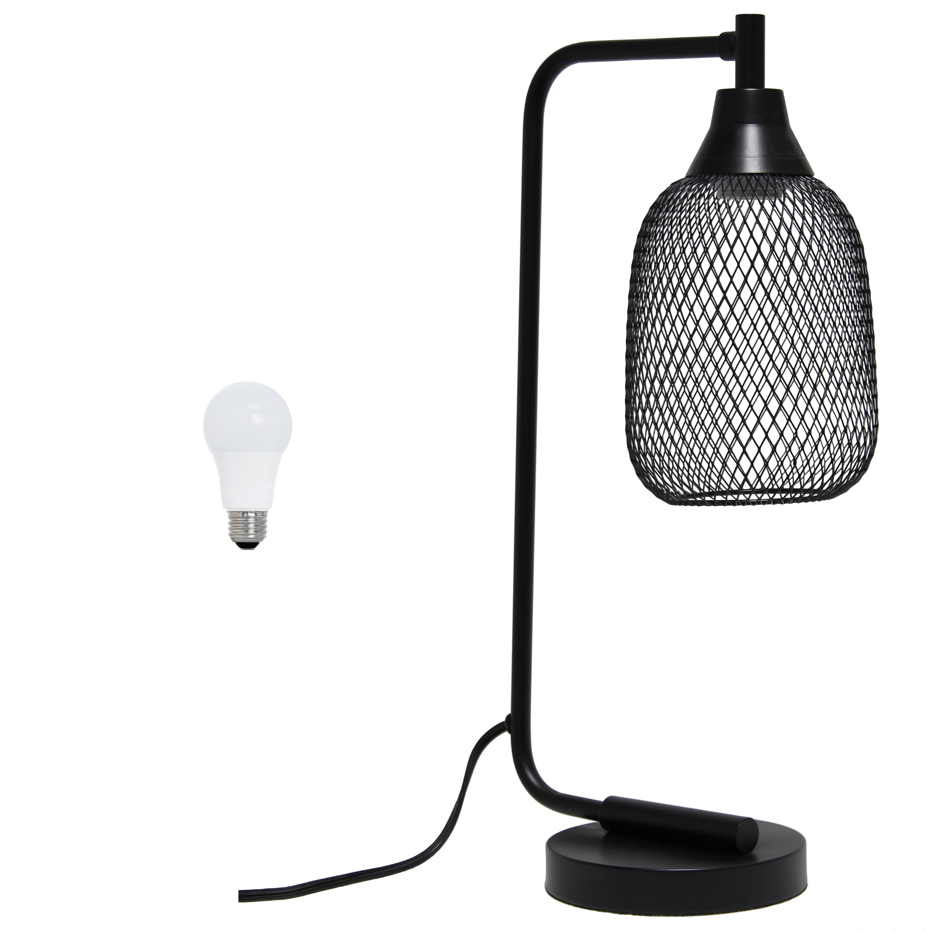 Elegant Designs LD1060-BLK-LB 19-in Black Standard Desk Lamp with Metal Shade