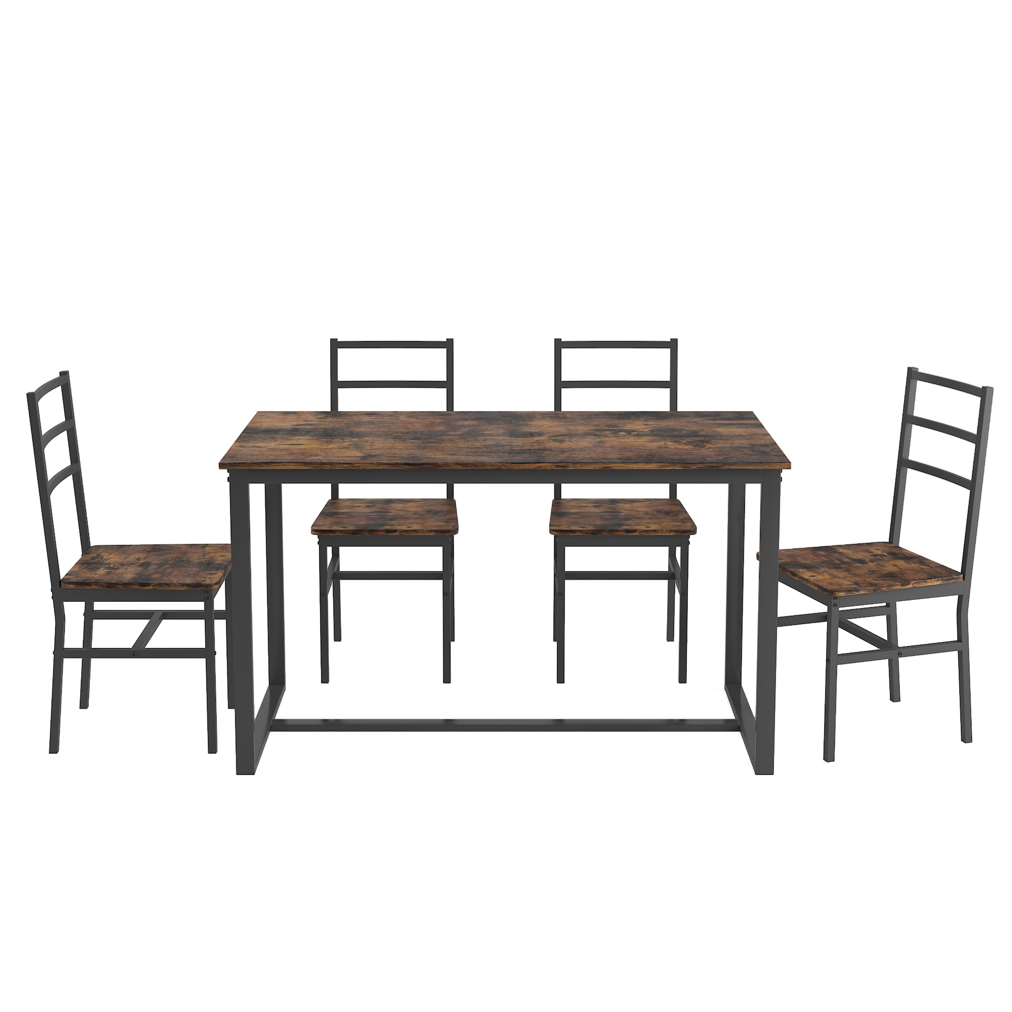 SINOFURN SYA330176WD Brown Rustic Dining Room Set with Rectangular Table ( Seats 4 )
