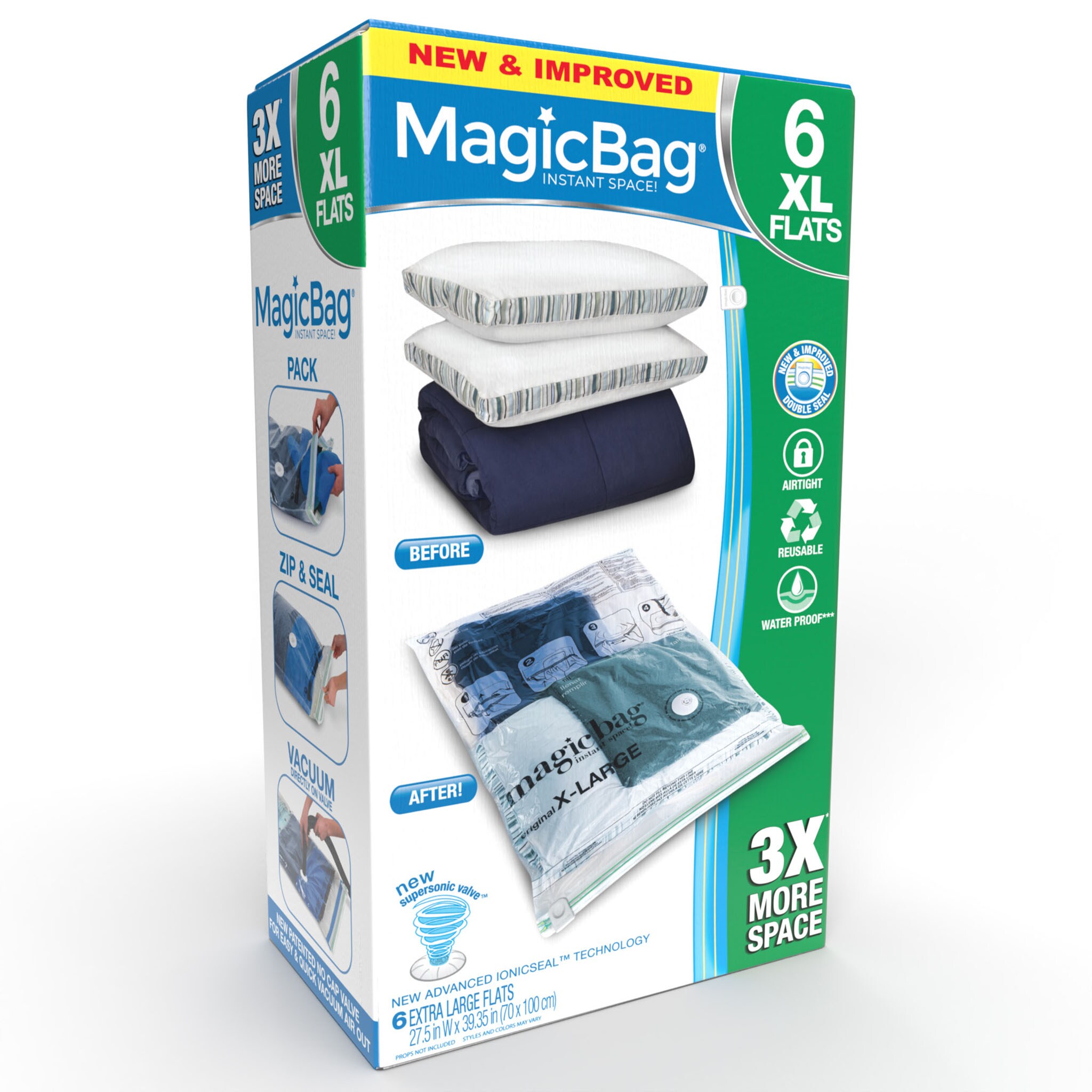Smart Design Magic Bag Instant Space Saver 6 -Pack Clear Clothes organizer ( 0.1-Inches x 39.35-Inches x 27.5-Inches )