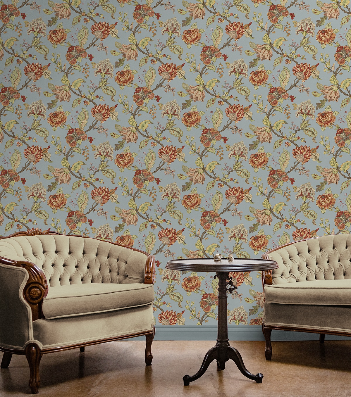 Blue Dusk Floral Vinyl Self-Adhesive Peel and Stick Wallpaper