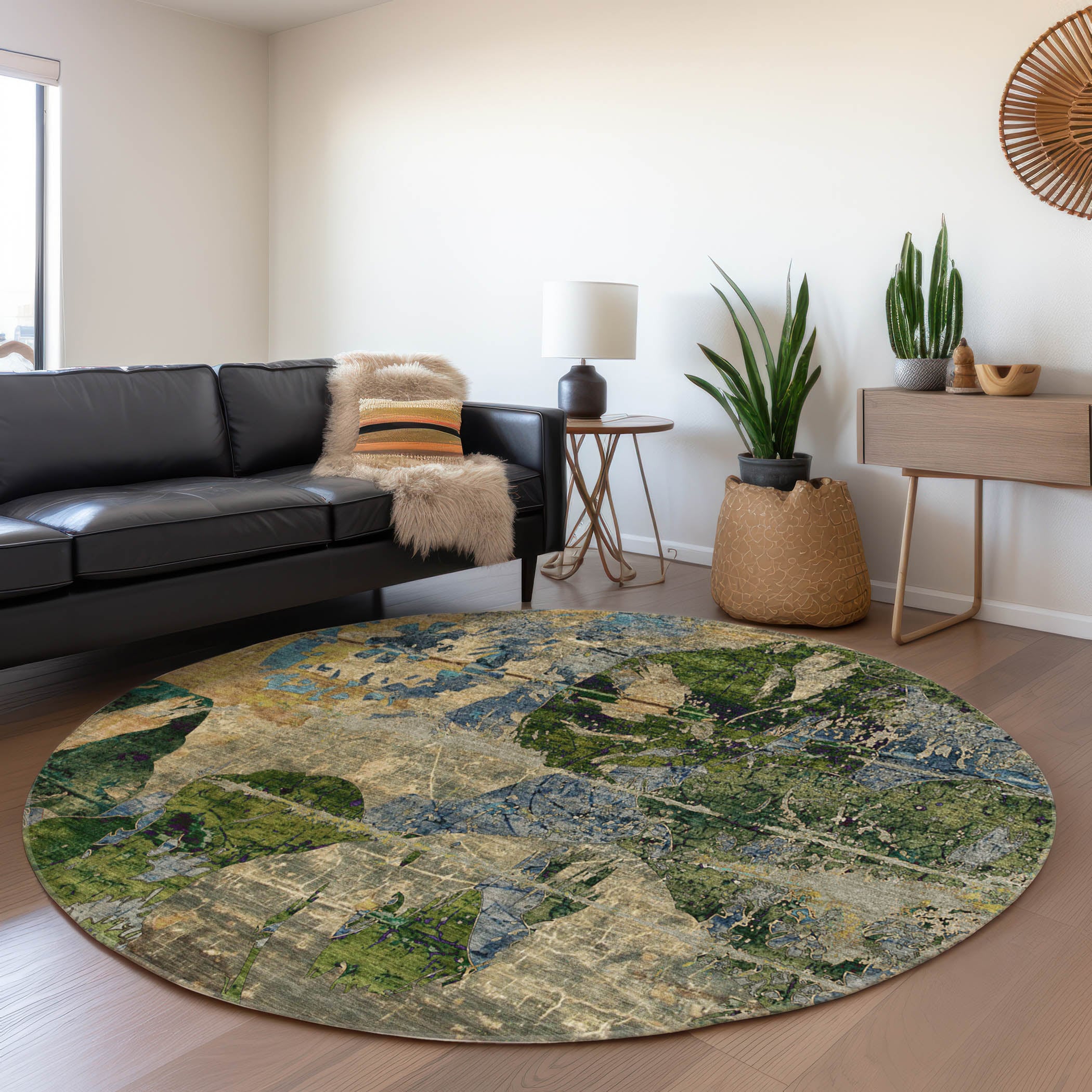 Addison Rugs ACN555TP8RO Chantille ACN555TP 8 x 8 (ft) Polyester Taupe Round Indoor/Outdoor Geometric Machine washable Area rug