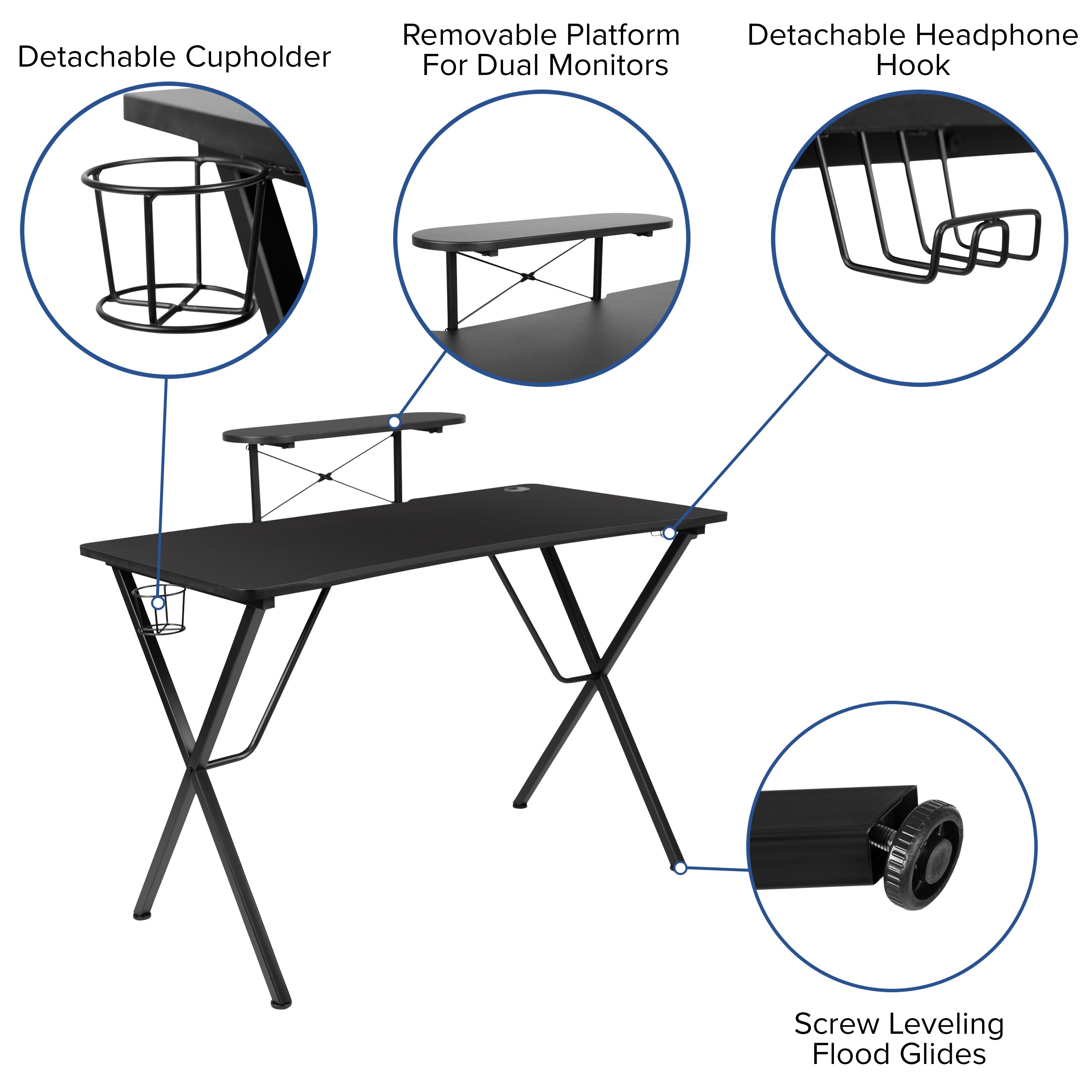 Flash Furniture Gaming Desk And Camouflageblack Racing Chair Set Cup  Holderheadphone Hookremovable Mouse Pad Top 2 Wire Management Holes