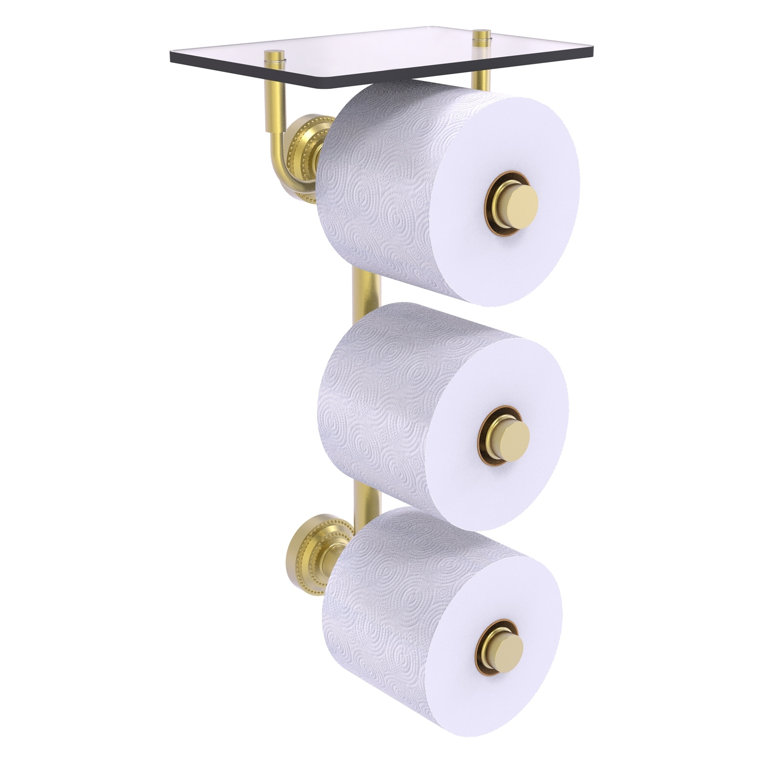 Allied Brass DT-35-3VS-SBR Dottingham Satin Brass Wall mount Double post Toilet Paper Holder 3 -Rolls