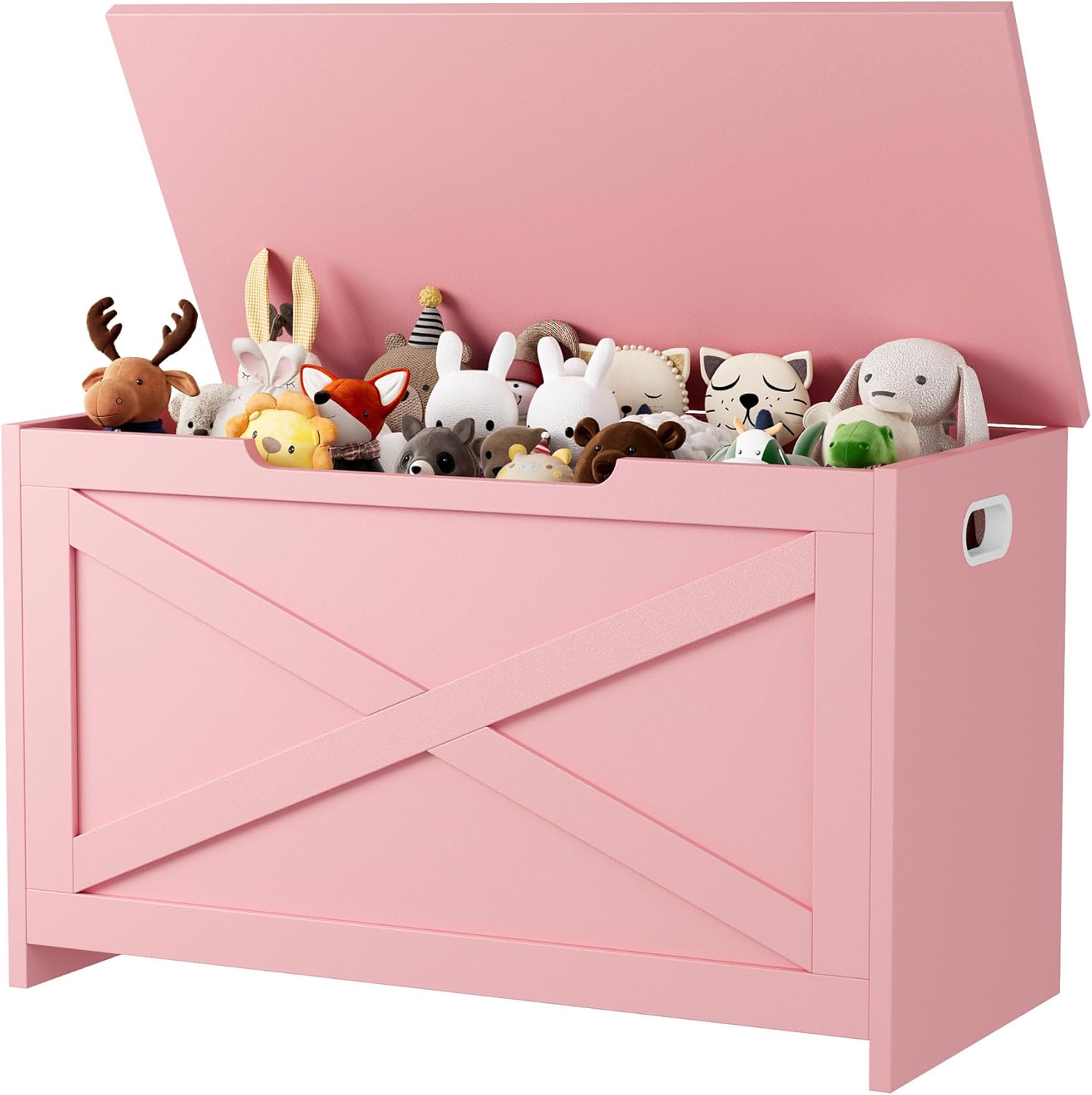 Qeetex 30 Inch Storage Chest Wooden Storage Bench with Safety Hinge Easy Assembly Large Toy Chest for Entryway Living Room Bedroom