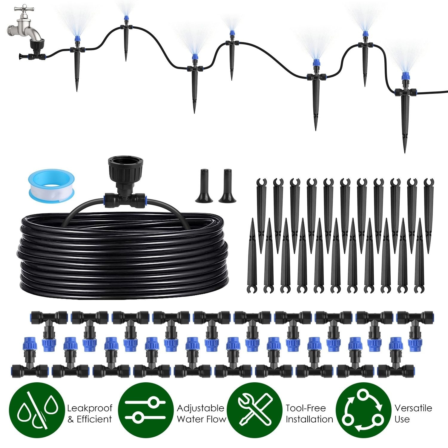 Angel Sar Upgraded Drip Irrigation System Kit 75FT with Adjustable Misting Nozzles and Leak Proof Design for Garden Greenhouse and Outdoor Plants Featuring Reliable Drip Irrigation System for Efficient Watering #L2MJA510DIK05
