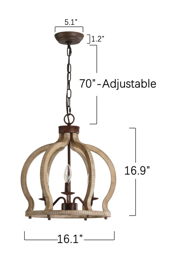 Oaks Decor Farmhouse wood chandelier 3-Light Weathered Wood Modern ...
