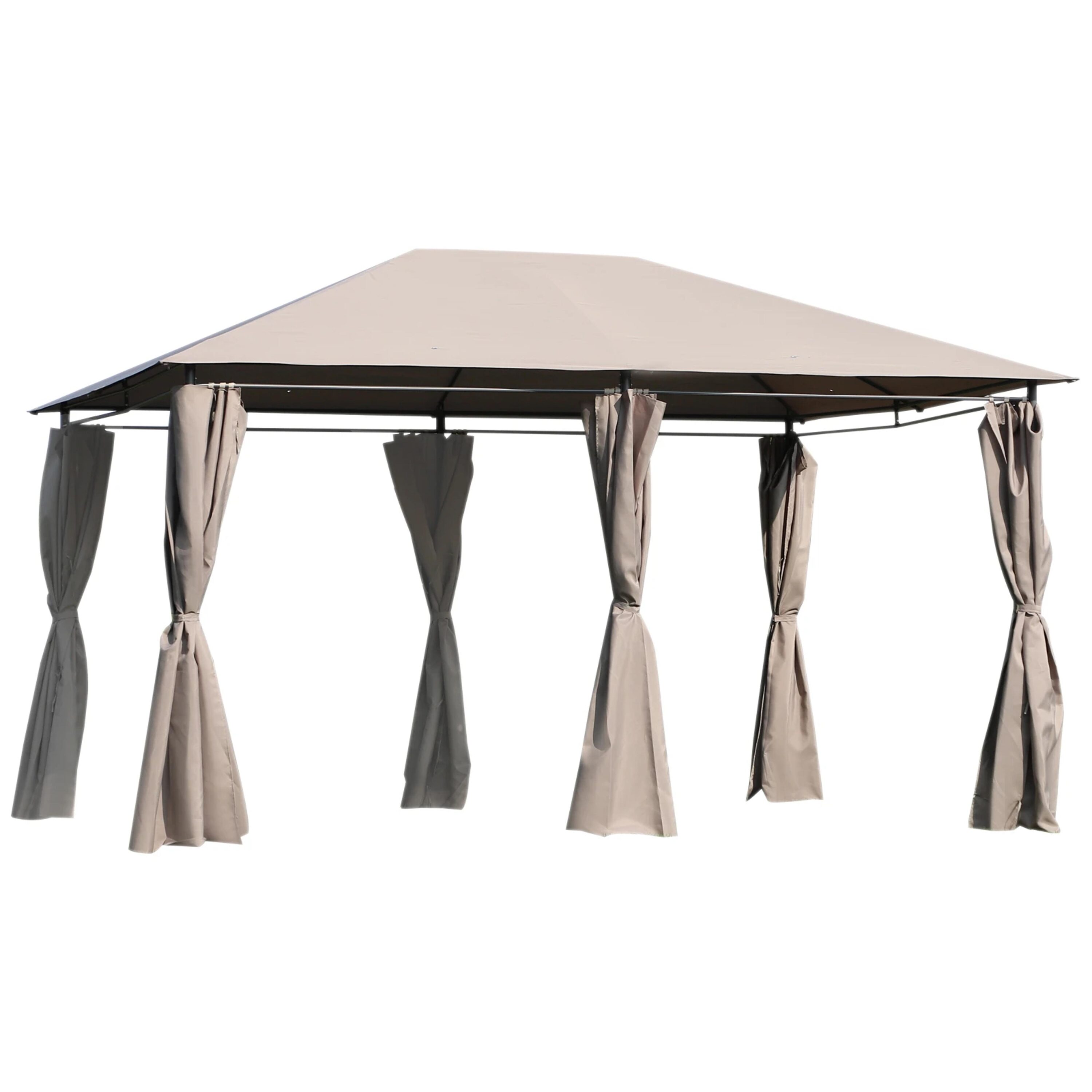 Bayfeve BFAOS-4175-GZB 13-ft x 10-ft Patio Gazebo Canopy Khaki with Soft Top Roof (Screen Included)