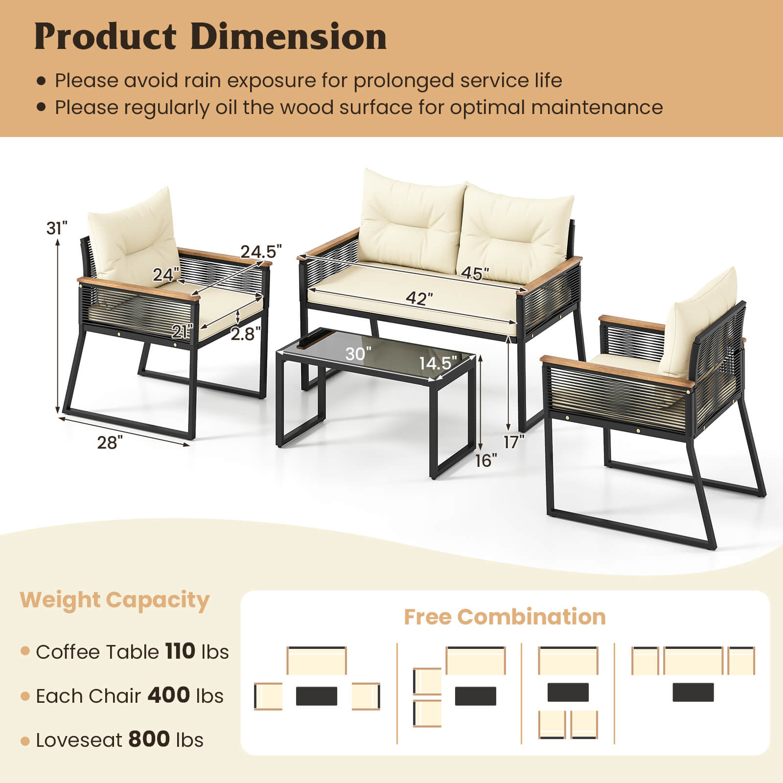 Costway HCST07924 Patio-Conversation-Sets - View #2