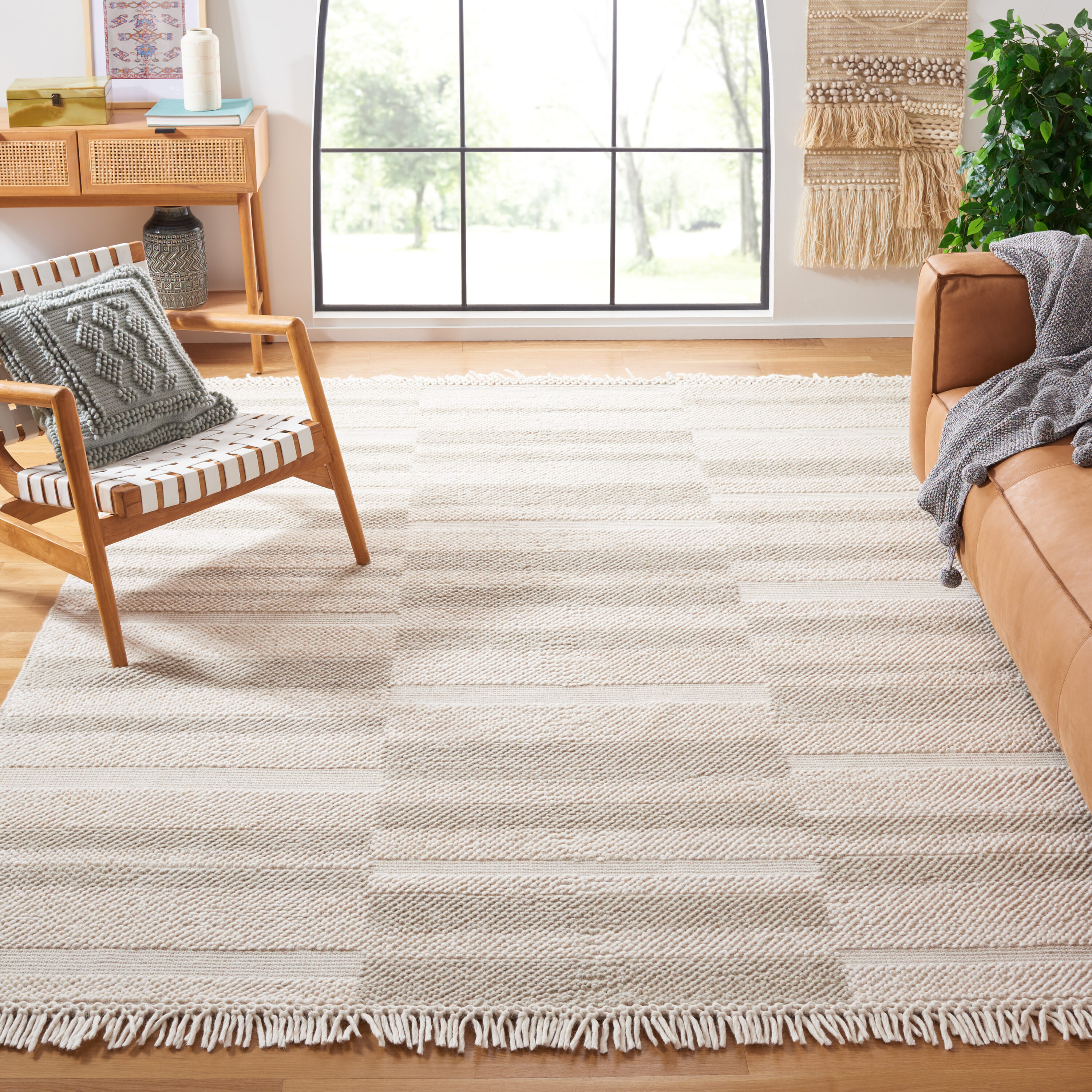  Natura 225 Ivory/Silver Scandinavian 8ft x 10ft Large Rectangle Rug