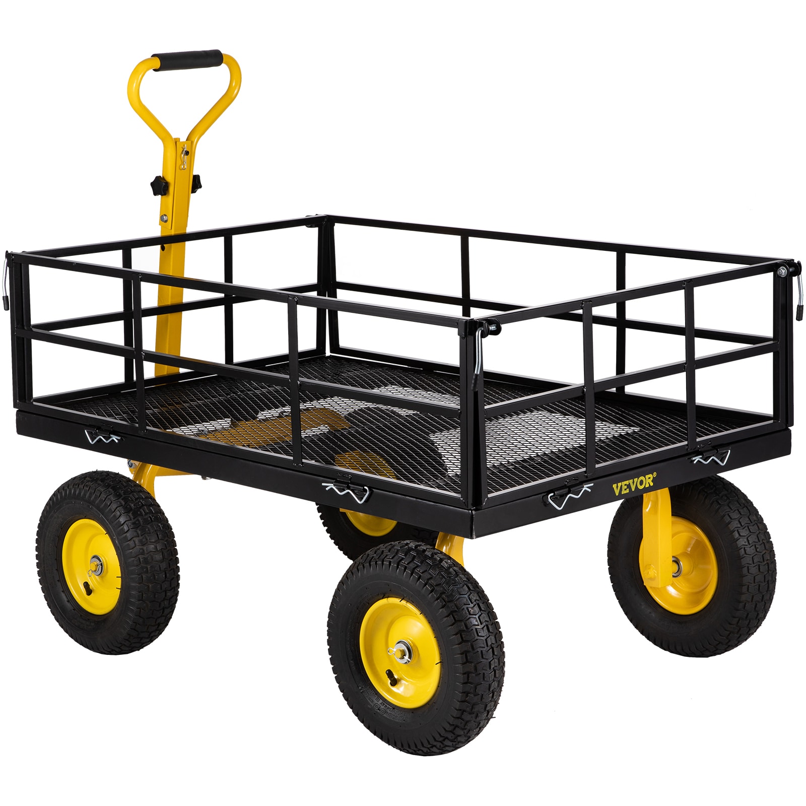 VEVOR Steel Garden Cart 1200 lbs Load 8.41-cu ft Steel Folding Yard ...