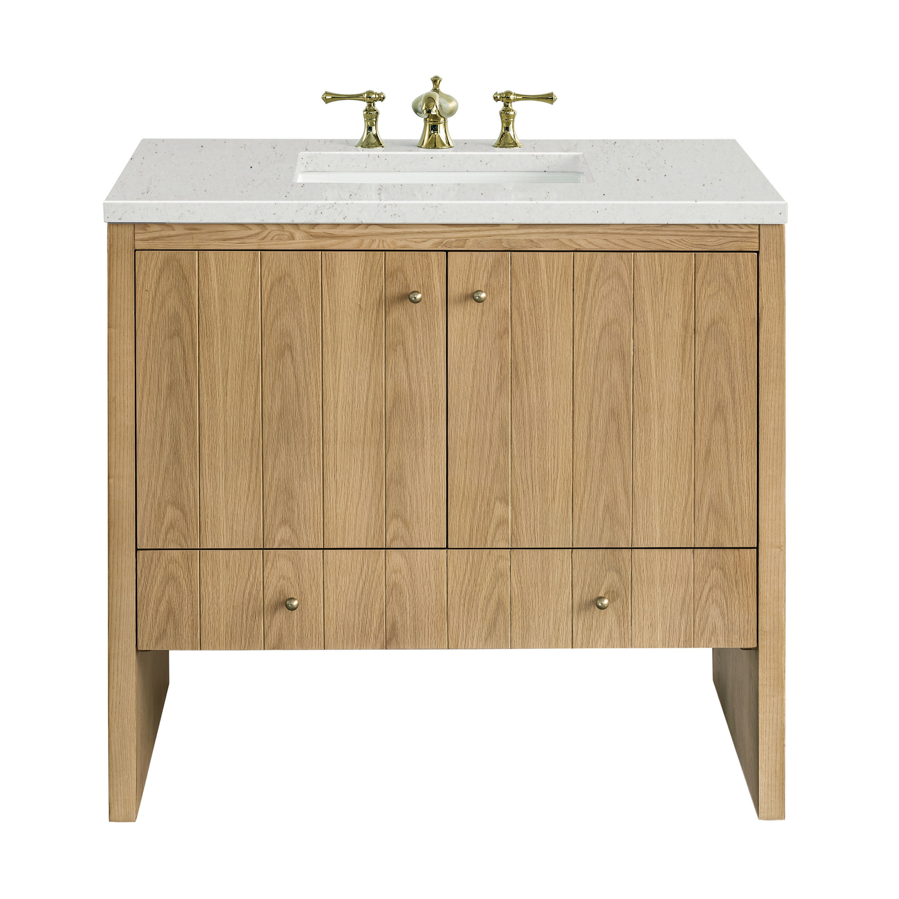 James Martin Vanities 435-V36-LNO-3LDL Hudson 36-in Light Natural Oak Undermount Single Sink Bathroom Vanity with Lime Delight Quartz Top