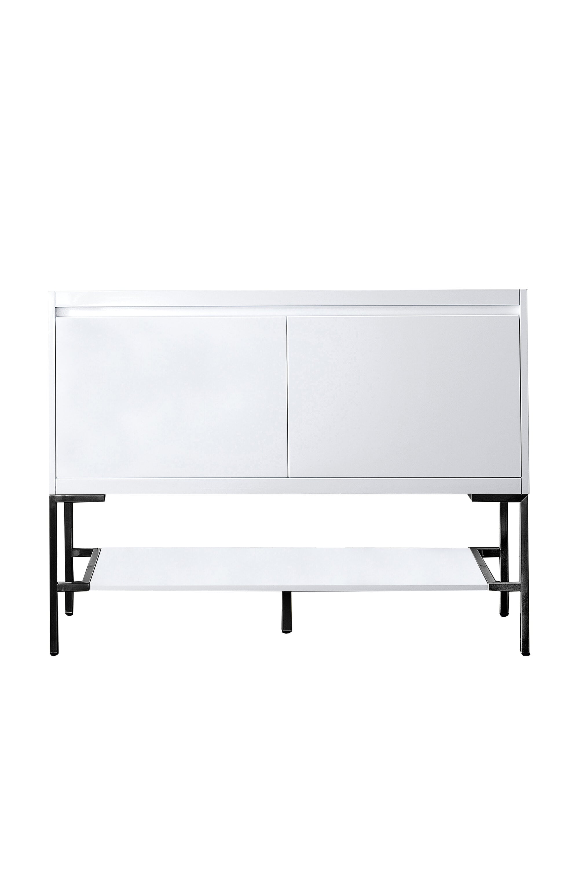 James Martin Vanities 805-V47.3-GW-MB Mantova 48-Inches Glossy White Bathroom Vanity Base Cabinet without Top