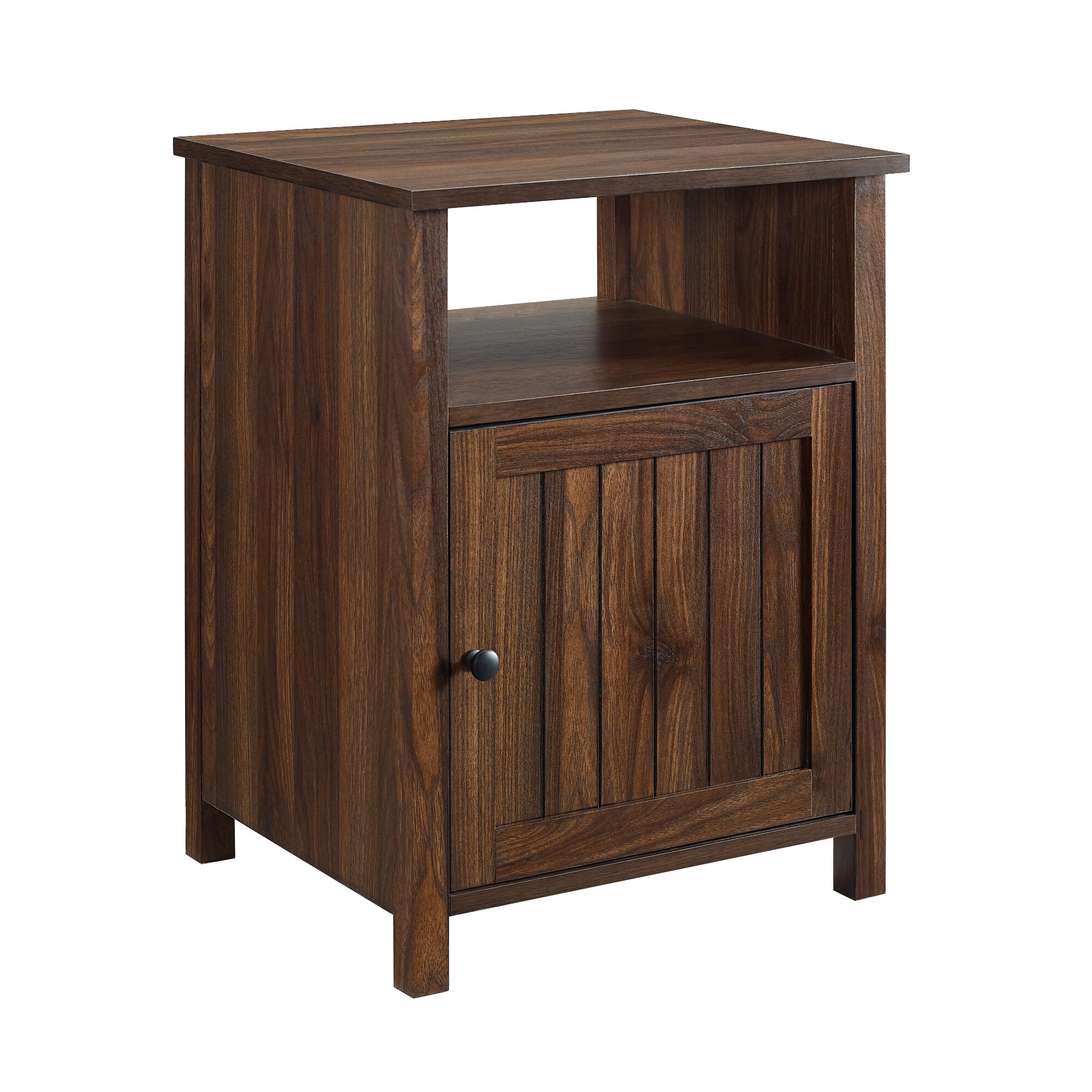 Walker Edison LWF18CRASTDW 18-in W x 24-in H Dark Walnut Composite Square Modern End Table with Storage Assembly Required