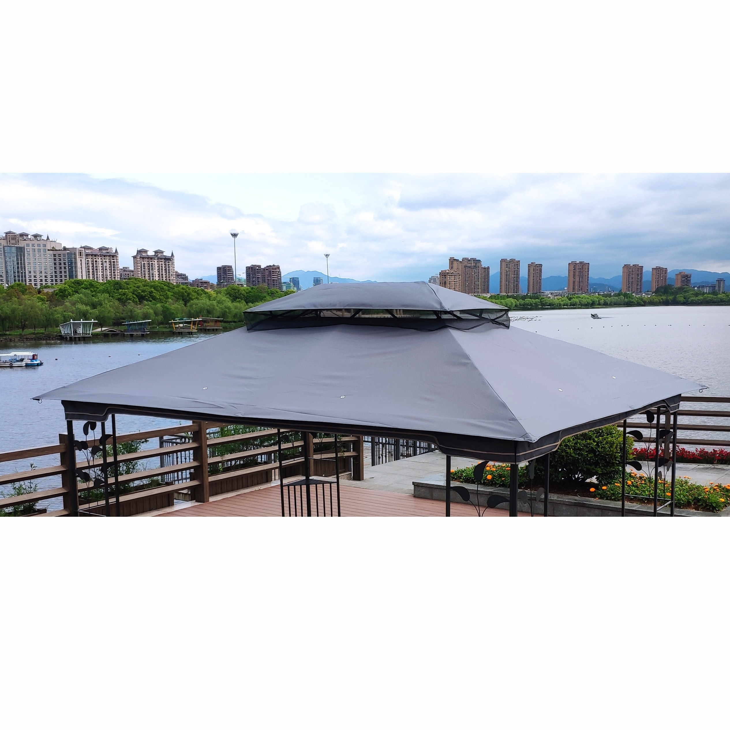 Clihome CL-BY419992 Gazebo Replacement Top Gray Canopy replacement top
