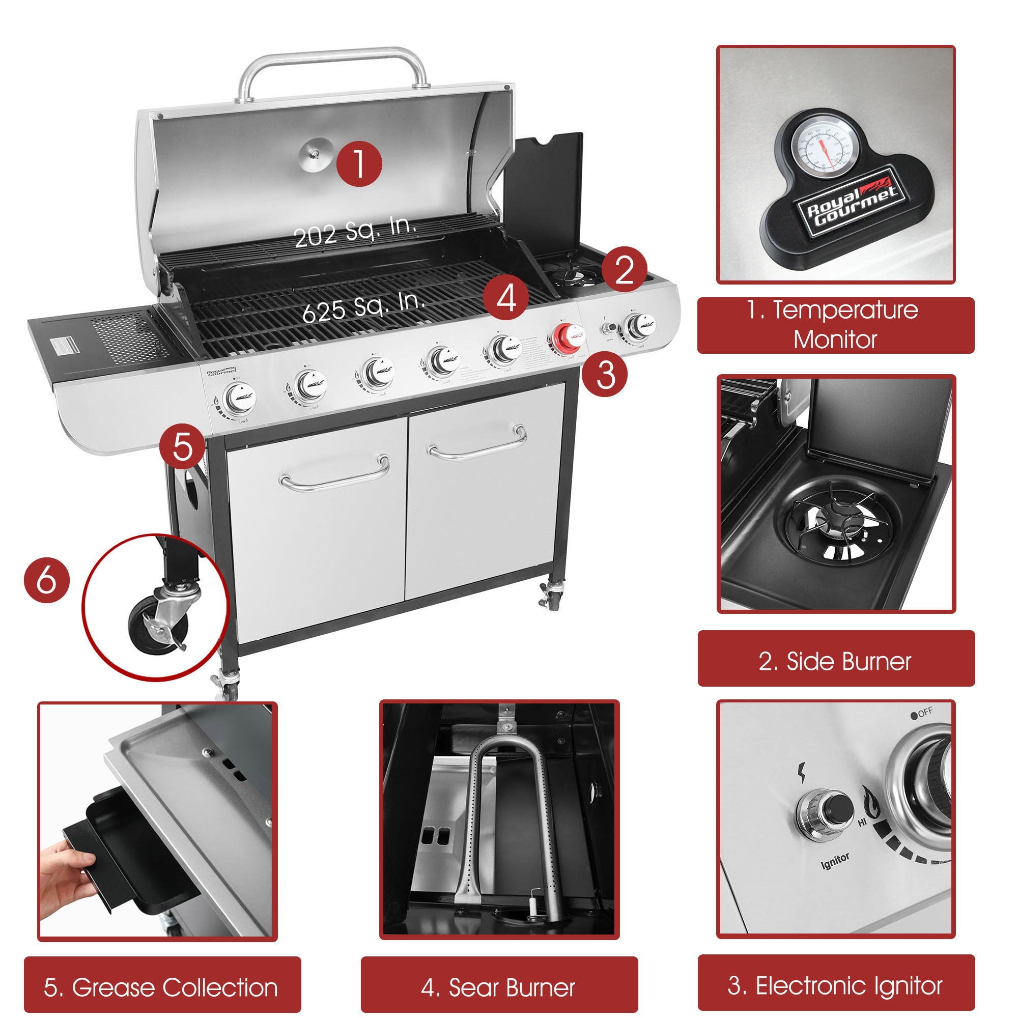 Royal Gourmet SG6002R Gas-Grill - View #4